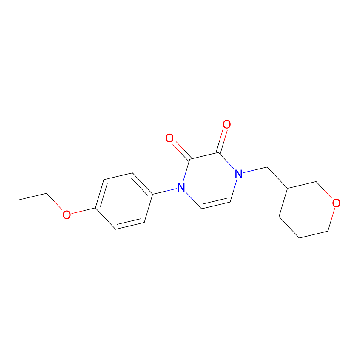 1-(4-Ethoxyphenyl)-4-[(oxan-3-yl)methyl]-1,2,3,4-tetrahydropyrazine-2,3-dione molecular structure, CAS 2640944-69-8
