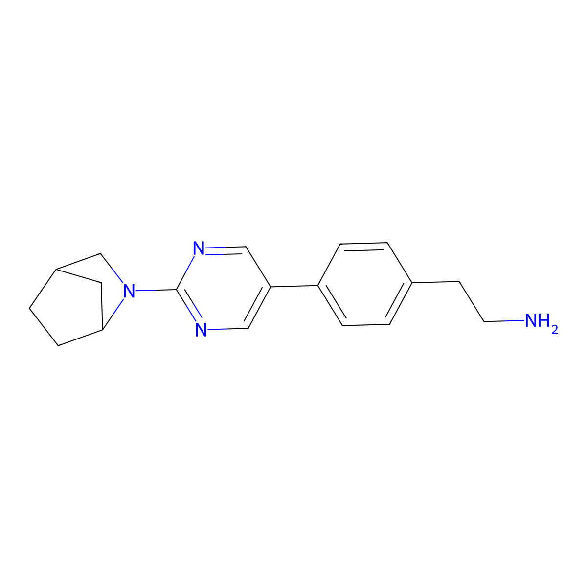 2-[4-(2-{2-Azabicyclo[2.2.1]heptan-2-yl}pyrimidin-5-yl)phenyl]ethan-1-amine molecular structure, CAS 2640944-71-2