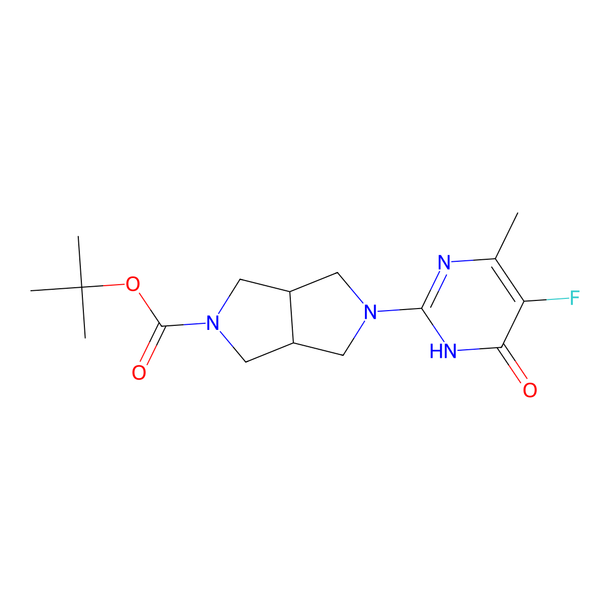 Tert-butyl 5-(5-fluoro-4-methyl-6-oxo-1,6-dihydropyrimidin-2-yl)-octahydropyrrolo[3,4-c]pyrrole-2-carboxylate molecular structure, CAS 2640944-74-5