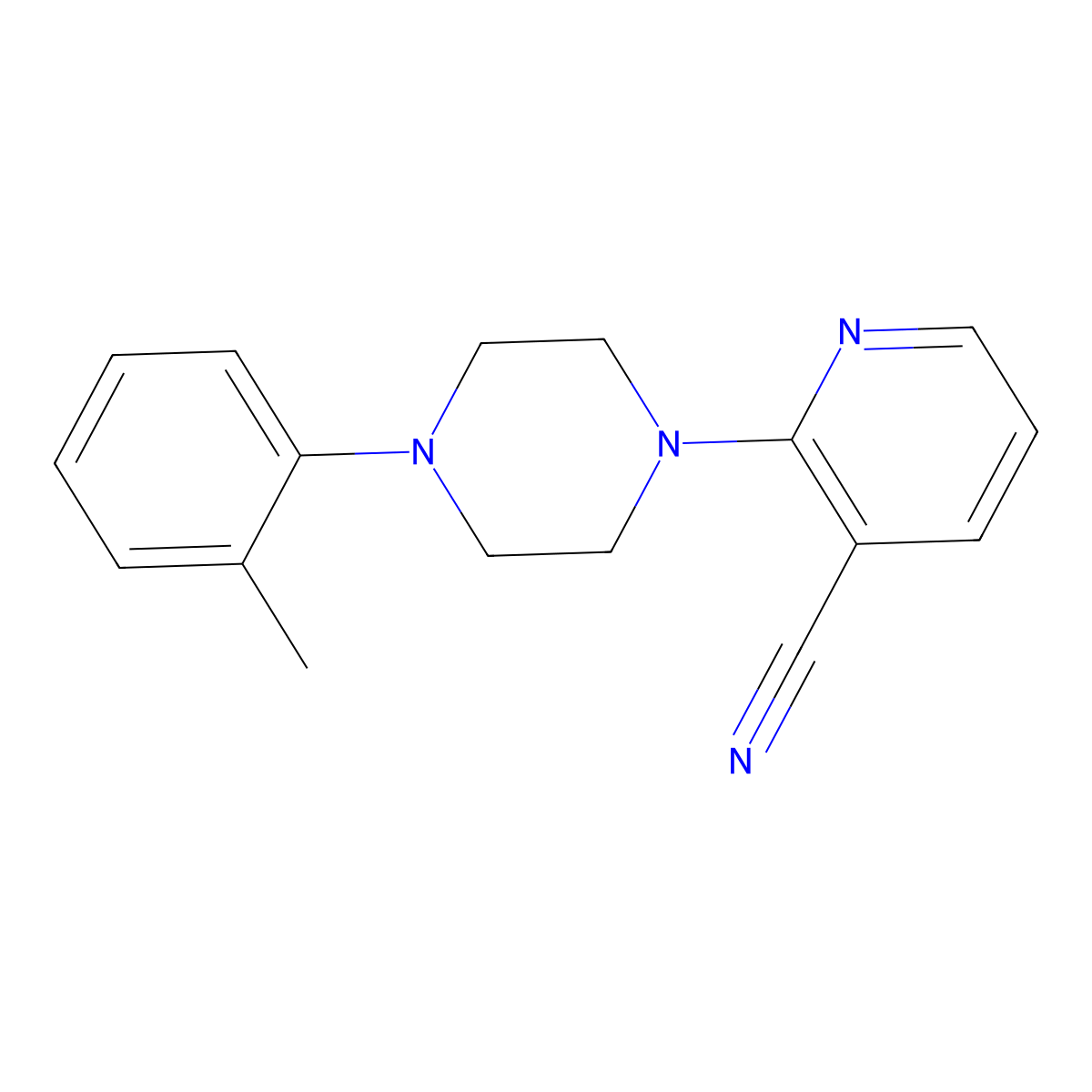 2-[4-(2-Methylphenyl)piperazin-1-yl]pyridine-3-carbonitrile molecular structure, CAS 2640944-76-7