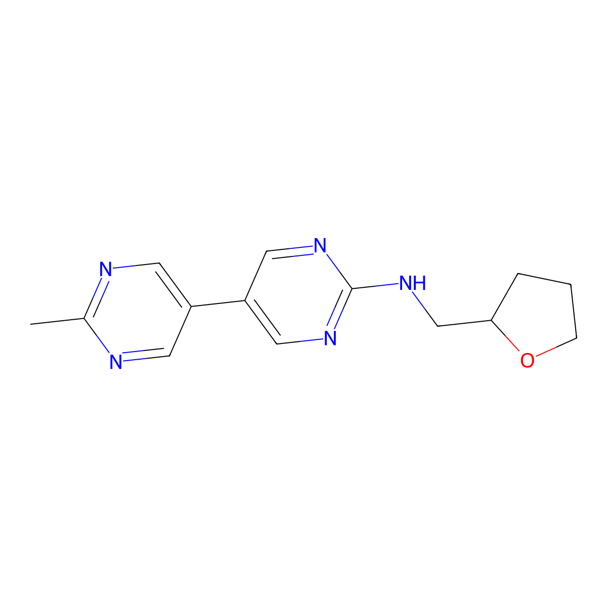 2'-methyl-N-[(oxolan-2-yl)methyl]-[5,5'-bipyrimidin]-2-amine molecular structure, CAS 2640944-79-0
