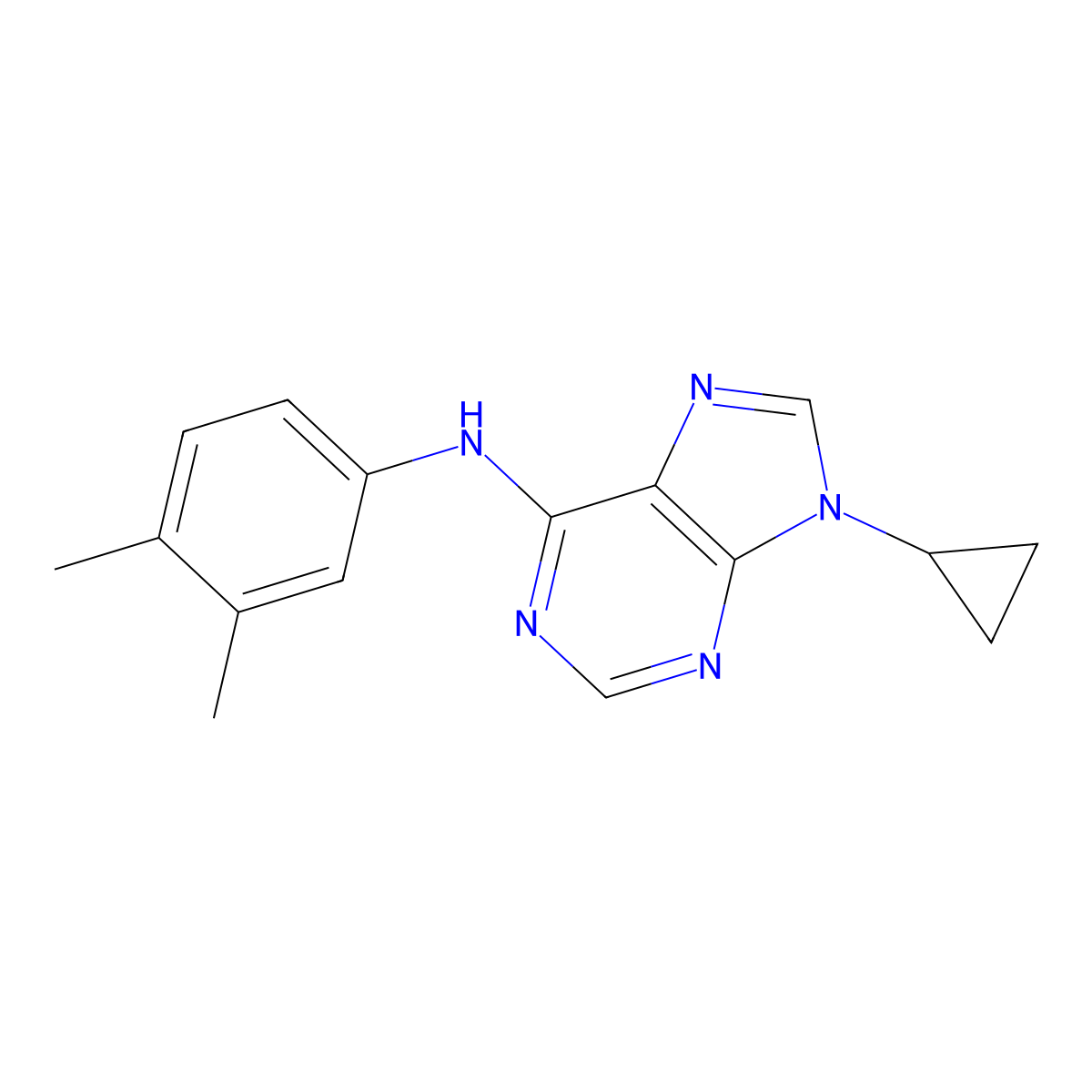 9-cyclopropyl-N-(3,4-dimethylphenyl)-9H-purin-6-amine molecular structure, CAS 2640944-81-4