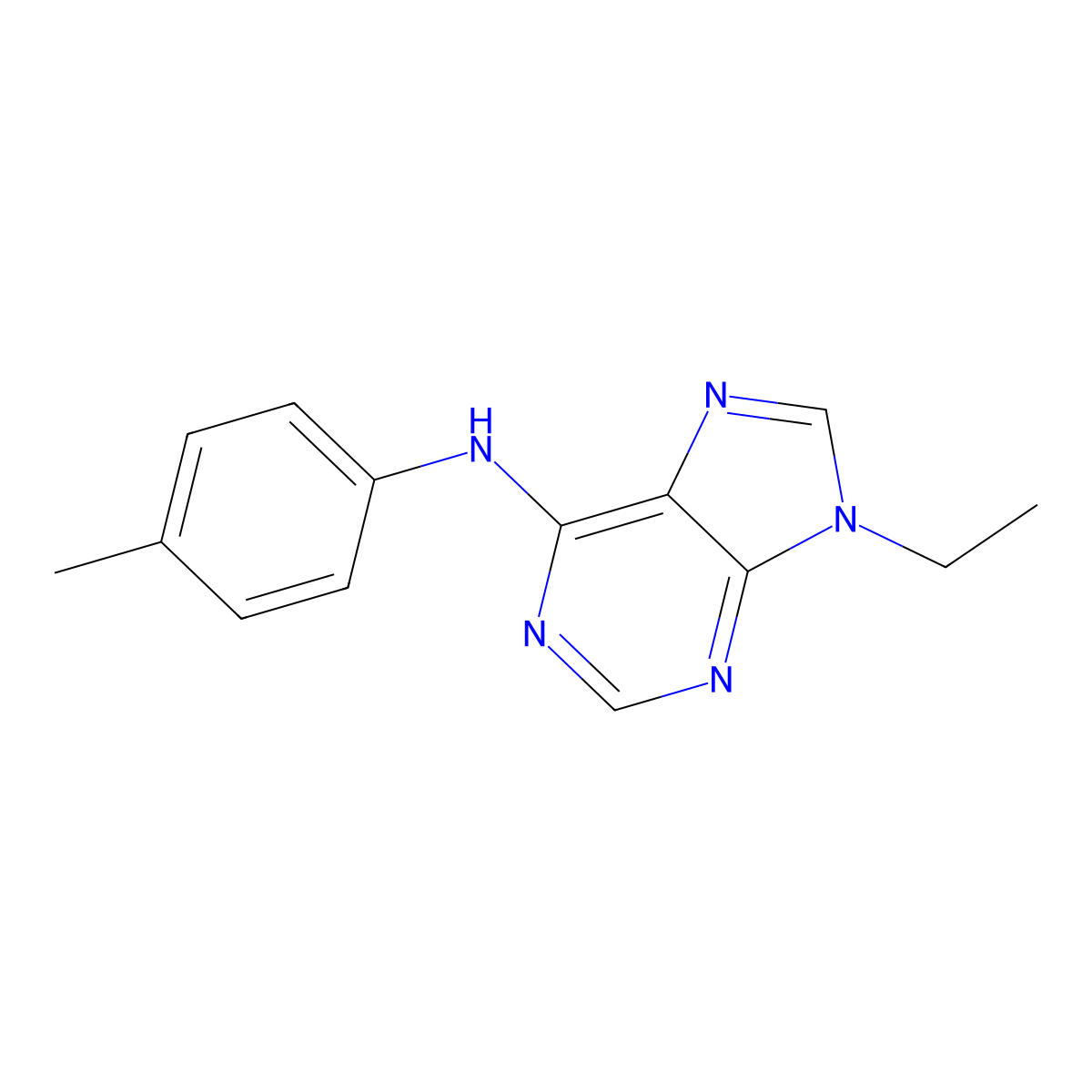 9-ethyl-N-(4-methylphenyl)-9H-purin-6-amine molecular structure, CAS 2640944-88-1