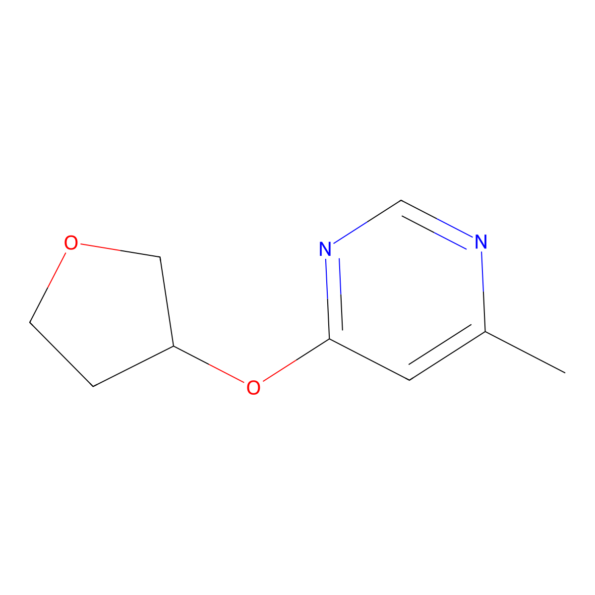 4-Methyl-6-(oxolan-3-yloxy)pyrimidine molecular structure, CAS 2640944-91-6