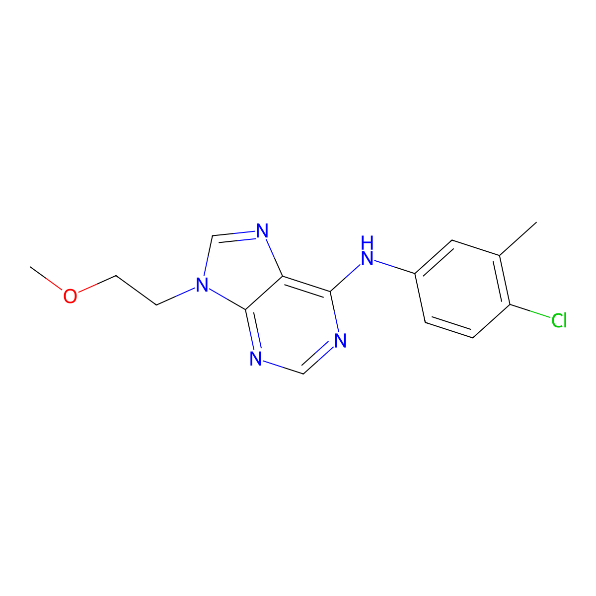 N-(4-chloro-3-methylphenyl)-9-(2-methoxyethyl)-9H-purin-6-amine molecular structure, CAS 2640944-92-7