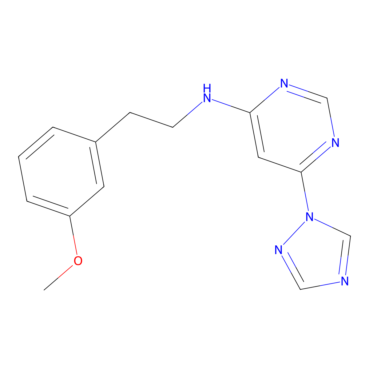 N-[2-(3-methoxyphenyl)ethyl]-6-(1H-1,2,4-triazol-1-yl)pyrimidin-4-amine molecular structure, CAS 2640944-94-9