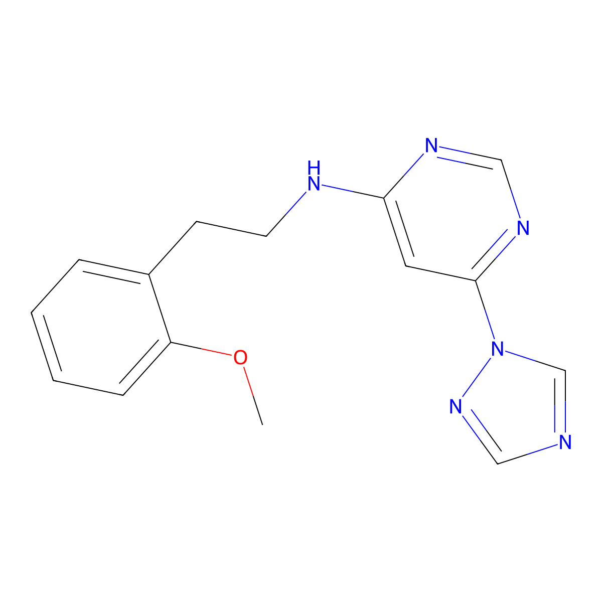 N-[2-(2-methoxyphenyl)ethyl]-6-(1H-1,2,4-triazol-1-yl)pyrimidin-4-amine molecular structure, CAS 2640944-96-1