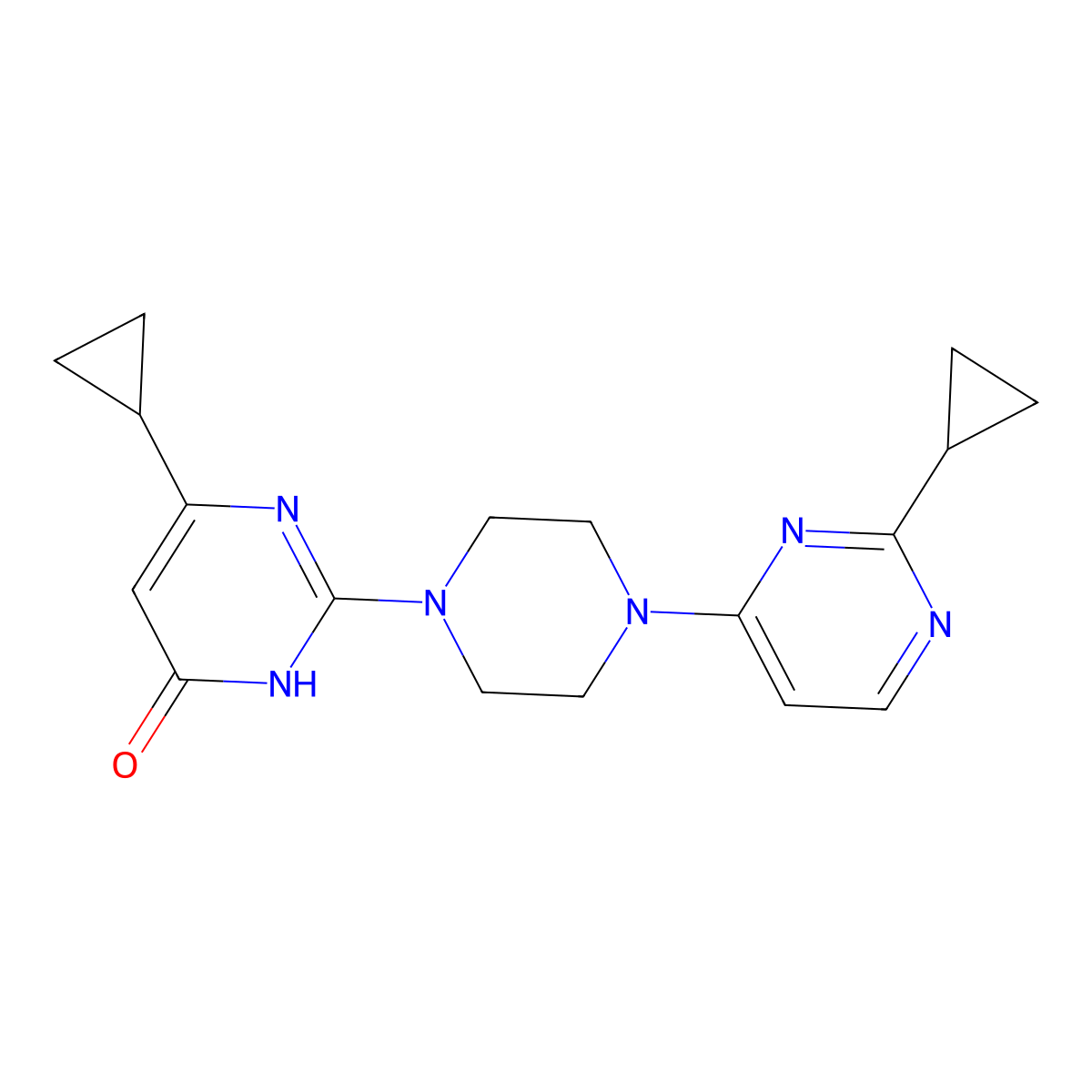 6-Cyclopropyl-2-[4-(2-cyclopropylpyrimidin-4-yl)piperazin-1-yl]-3,4-dihydropyrimidin-4-one molecular structure, CAS 2640945-03-3