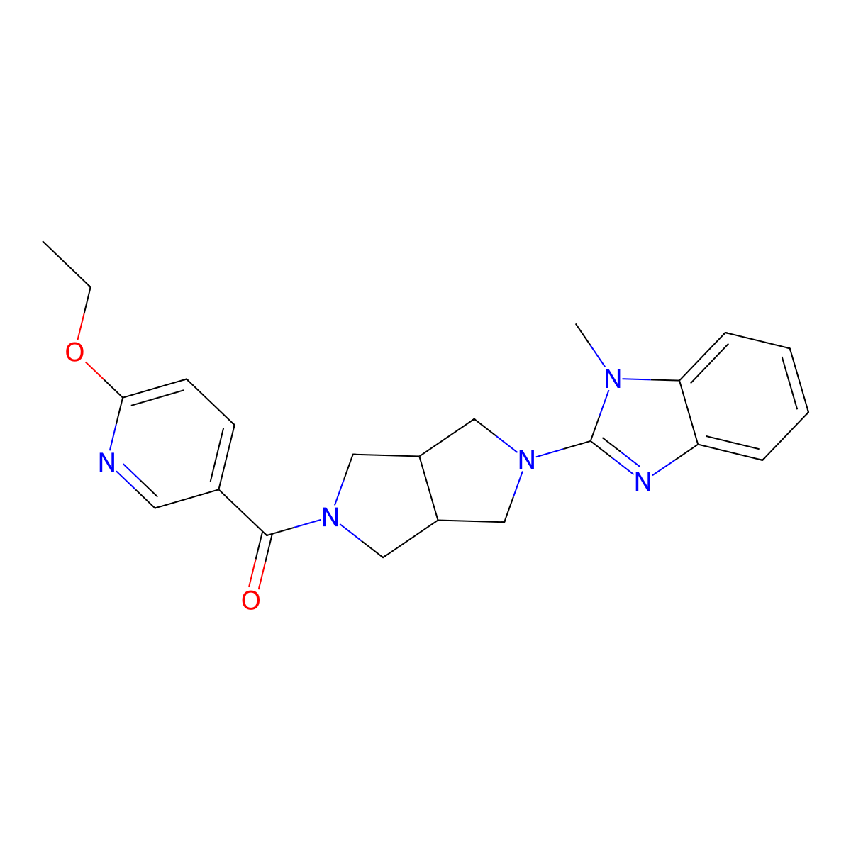2-[5-(6-ethoxypyridine-3-carbonyl)-octahydropyrrolo[3,4-c]pyrrol-2-yl]-1-methyl-1H-1,3-benzodiazole molecular structure, CAS 2640945-04-4