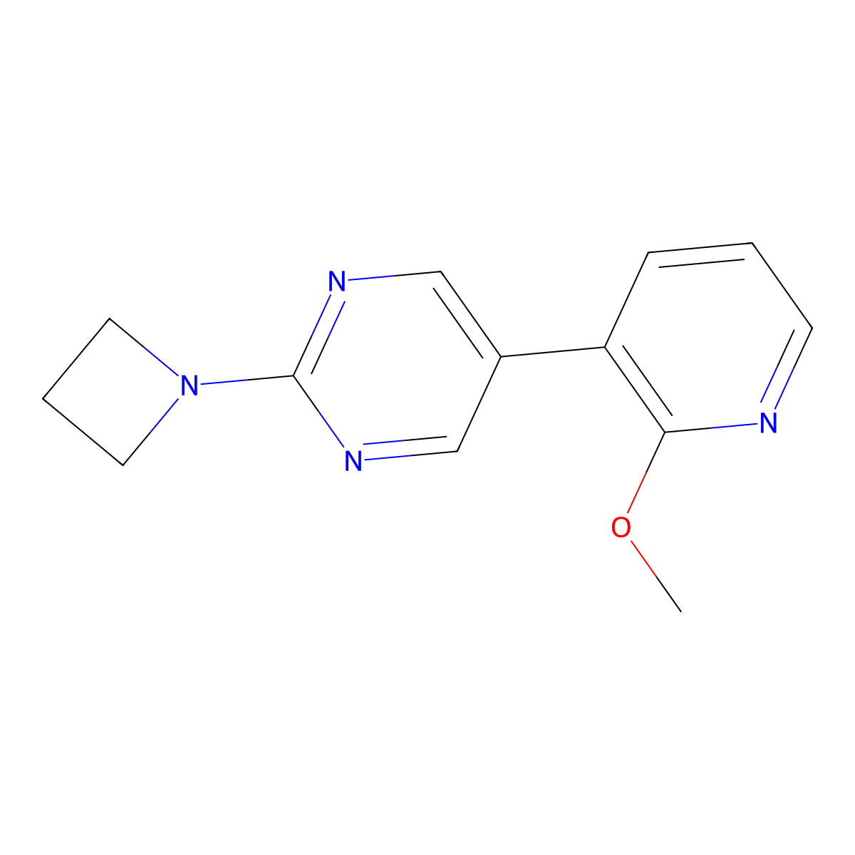 2-(Azetidin-1-yl)-5-(2-methoxypyridin-3-yl)pyrimidine molecular structure, CAS 2640945-15-7