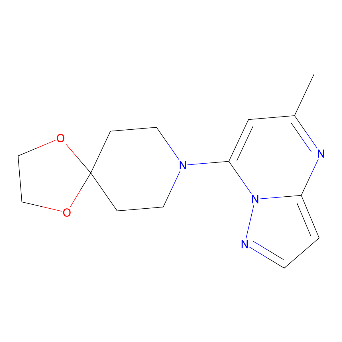 8-{5-Methylpyrazolo[1,5-a]pyrimidin-7-yl}-1,4-dioxa-8-azaspiro[4.5]decane molecular structure, CAS 2640945-19-1