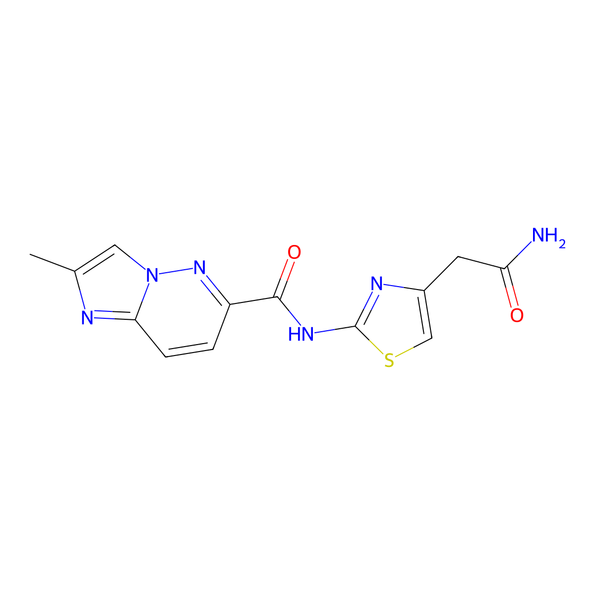 N-[4-(carbamoylmethyl)-1,3-thiazol-2-yl]-2-methylimidazo[1,2-b]pyridazine-6-carboxamide molecular structure, CAS 2640945-23-7