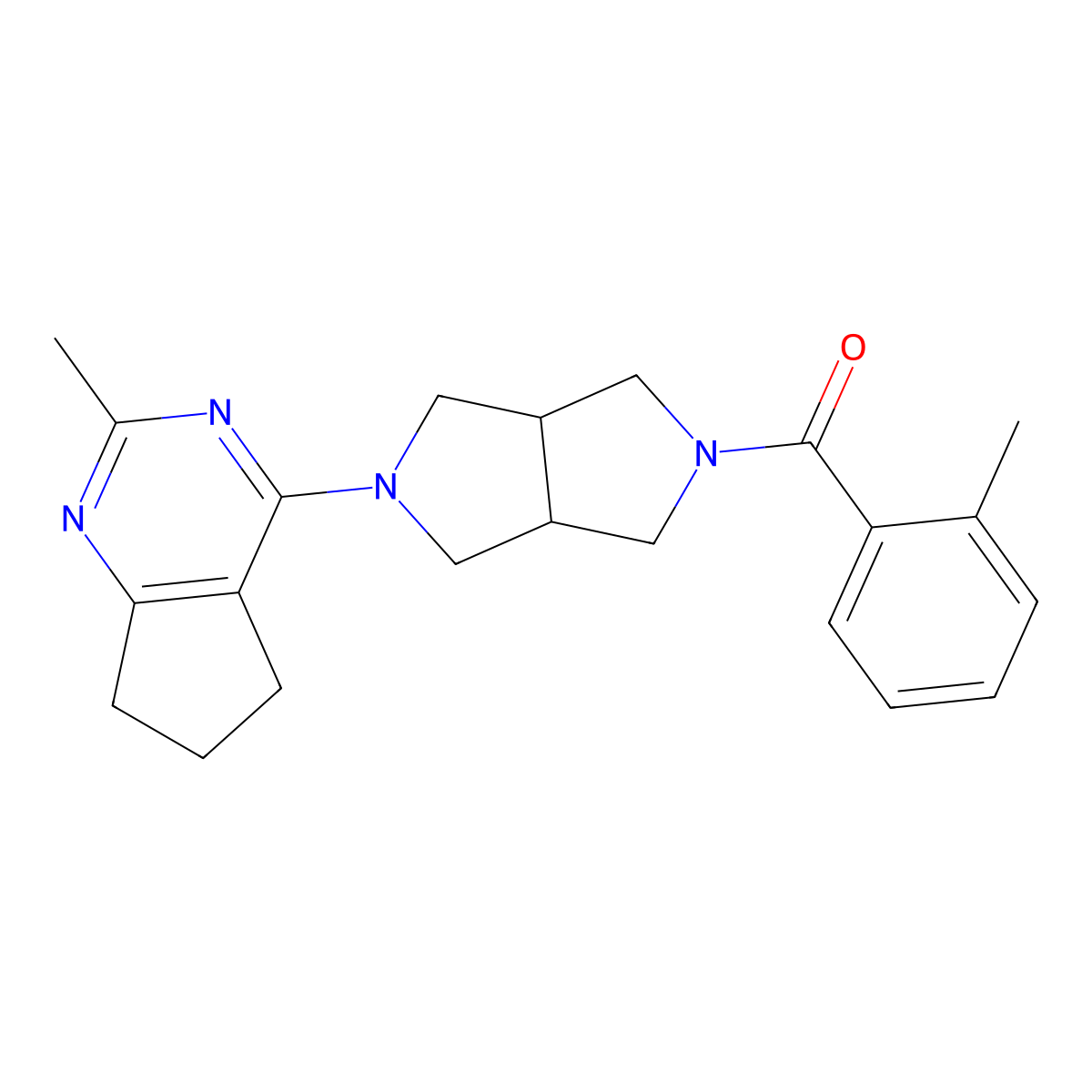 2-{2-methyl-5H,6H,7H-cyclopenta[d]pyrimidin-4-yl}-5-(2-methylbenzoyl)-octahydropyrrolo[3,4-c]pyrrole molecular structure, CAS 2640945-28-2