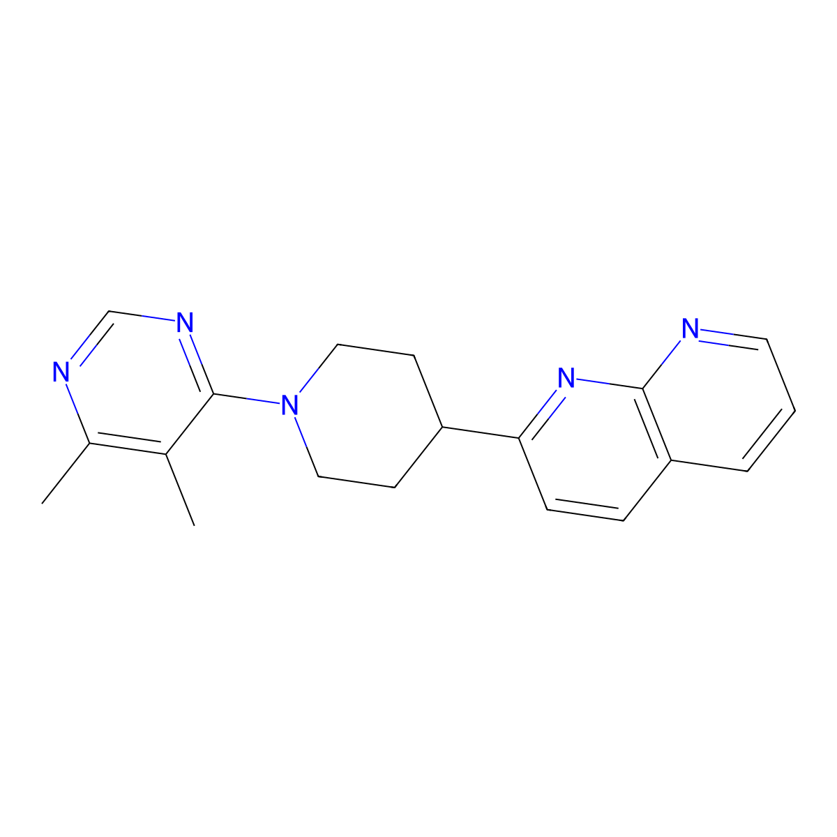 2-[1-(5,6-Dimethylpyrimidin-4-yl)piperidin-4-yl]-1,8-naphthyridine molecular structure, CAS 2640945-29-3