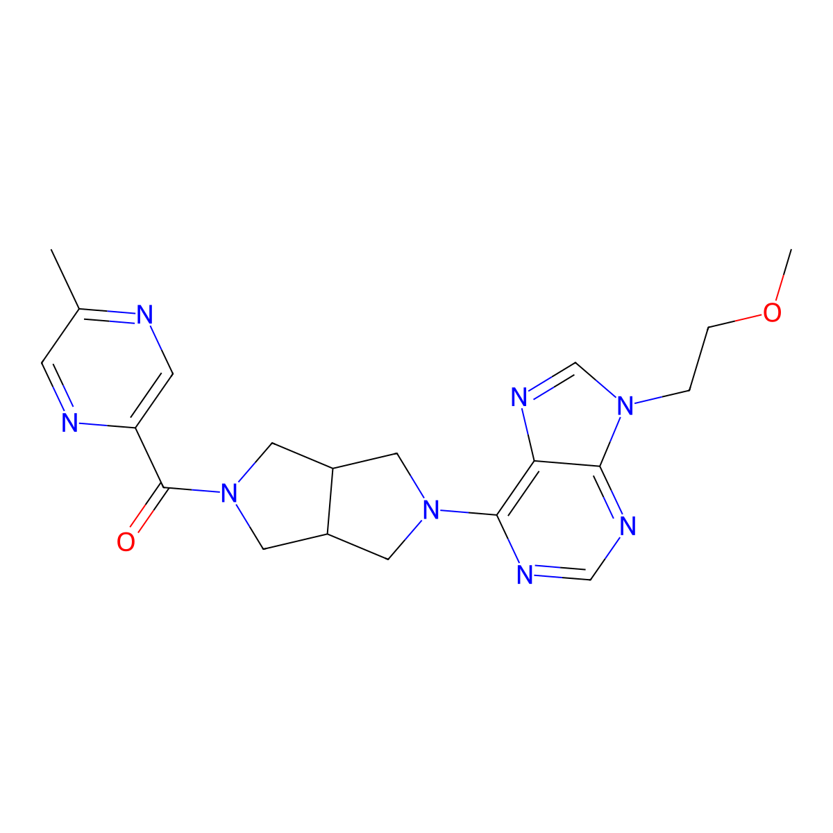 9-(2-methoxyethyl)-6-[5-(5-methylpyrazine-2-carbonyl)-octahydropyrrolo[3,4-c]pyrrol-2-yl]-9H-purine molecular structure, CAS 2640945-33-9