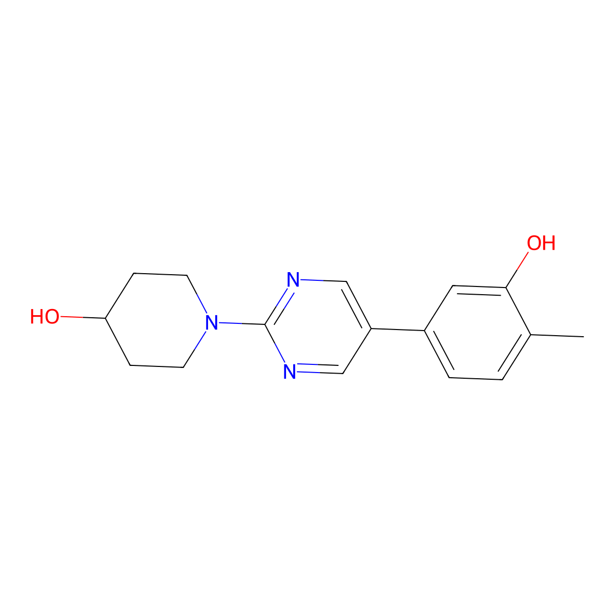 1-[5-(3-Hydroxy-4-methylphenyl)pyrimidin-2-yl]piperidin-4-ol molecular structure, CAS 2640945-37-3