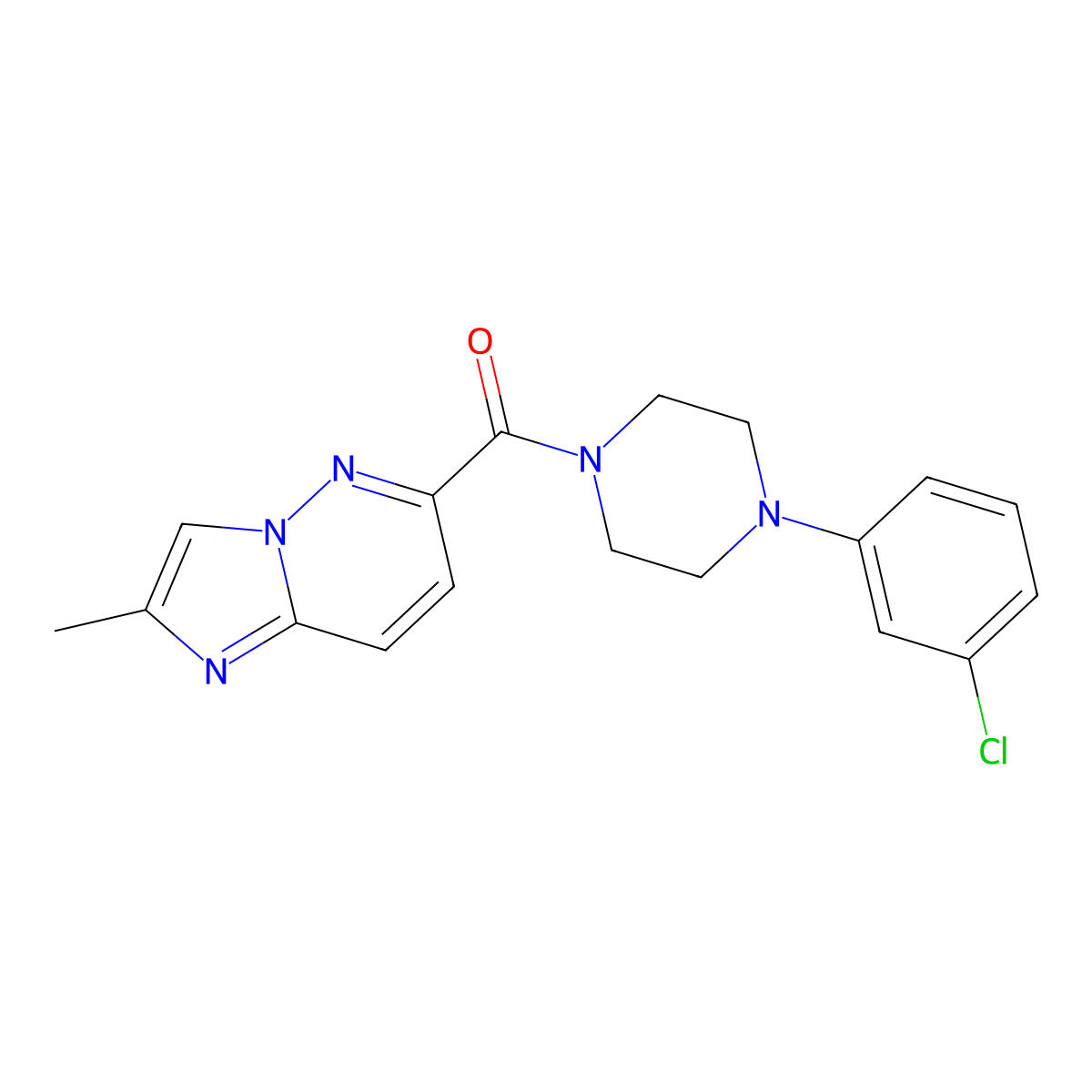 1-(3-Chlorophenyl)-4-{2-methylimidazo[1,2-b]pyridazine-6-carbonyl}piperazine molecular structure, CAS 2640945-45-3