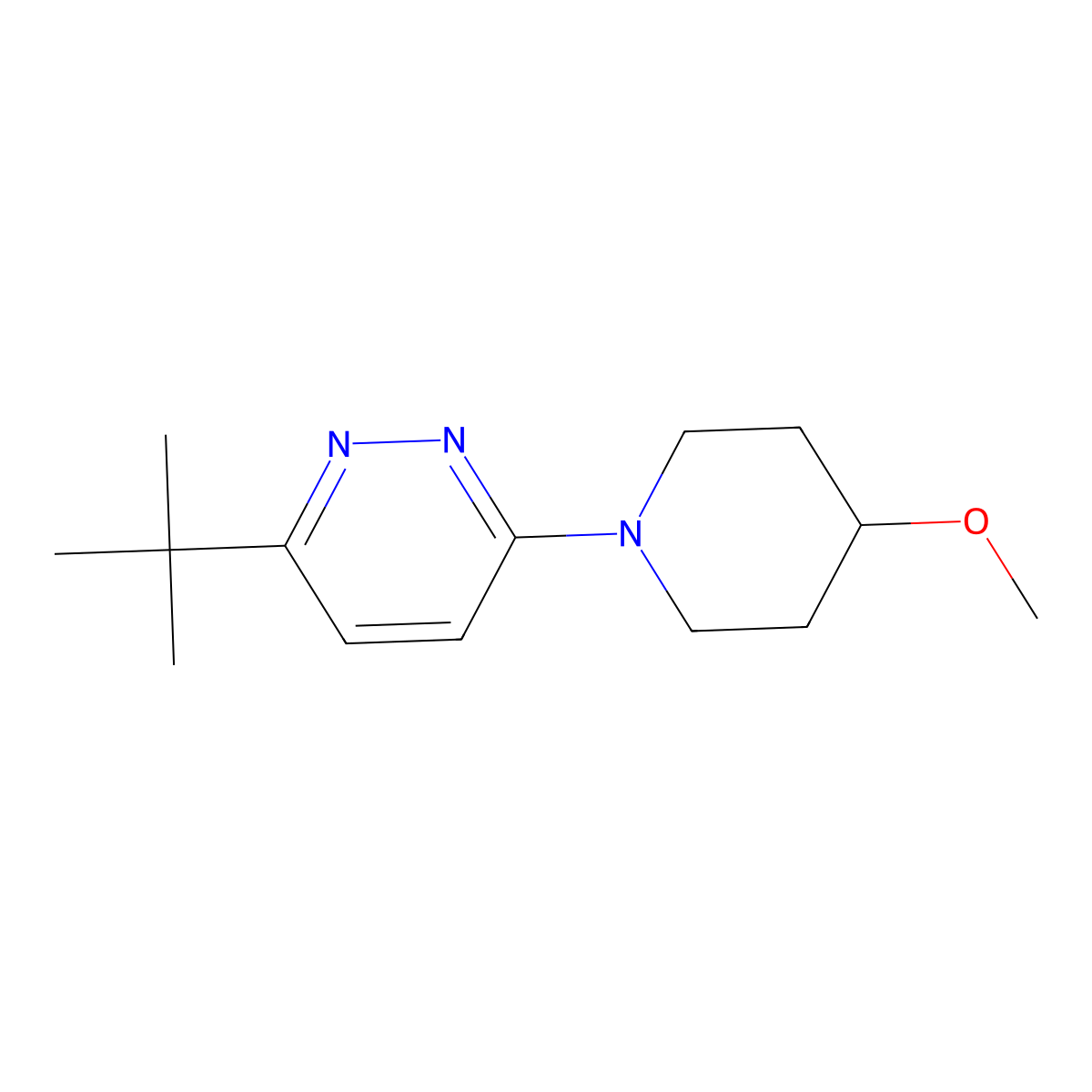 3-Tert-butyl-6-(4-methoxypiperidin-1-yl)pyridazine molecular structure, CAS 2640945-51-1