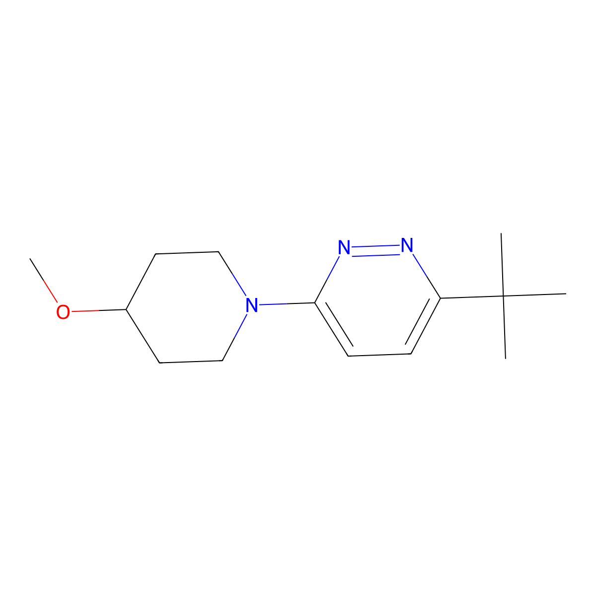 3-Tert-butyl-6-(4-methoxypiperidin-1-yl)pyridazine molecular structure, CAS 2640945-51-1