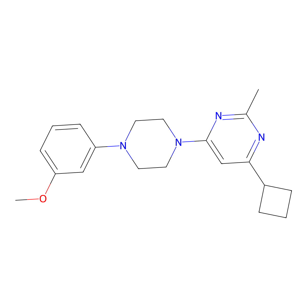 4-Cyclobutyl-6-[4-(3-methoxyphenyl)piperazin-1-yl]-2-methylpyrimidine molecular structure, CAS 2640945-59-9
