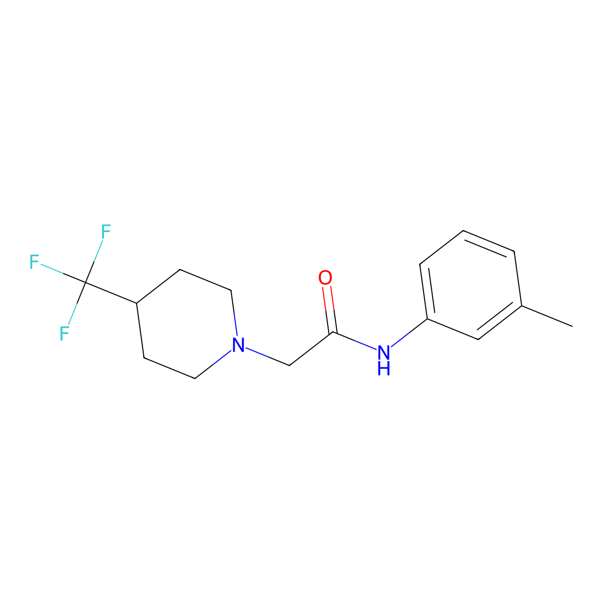N-(3-methylphenyl)-2-[4-(trifluoromethyl)piperidin-1-yl]acetamide molecular structure, CAS 2640945-63-5