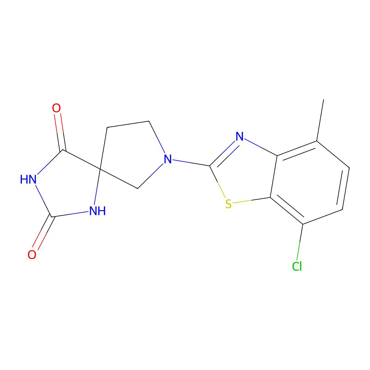 7-(7-Chloro-4-methyl-1,3-benzothiazol-2-yl)-1,3,7-triazaspiro[4.4]nonane-2,4-dione molecular structure, CAS 2640945-64-6