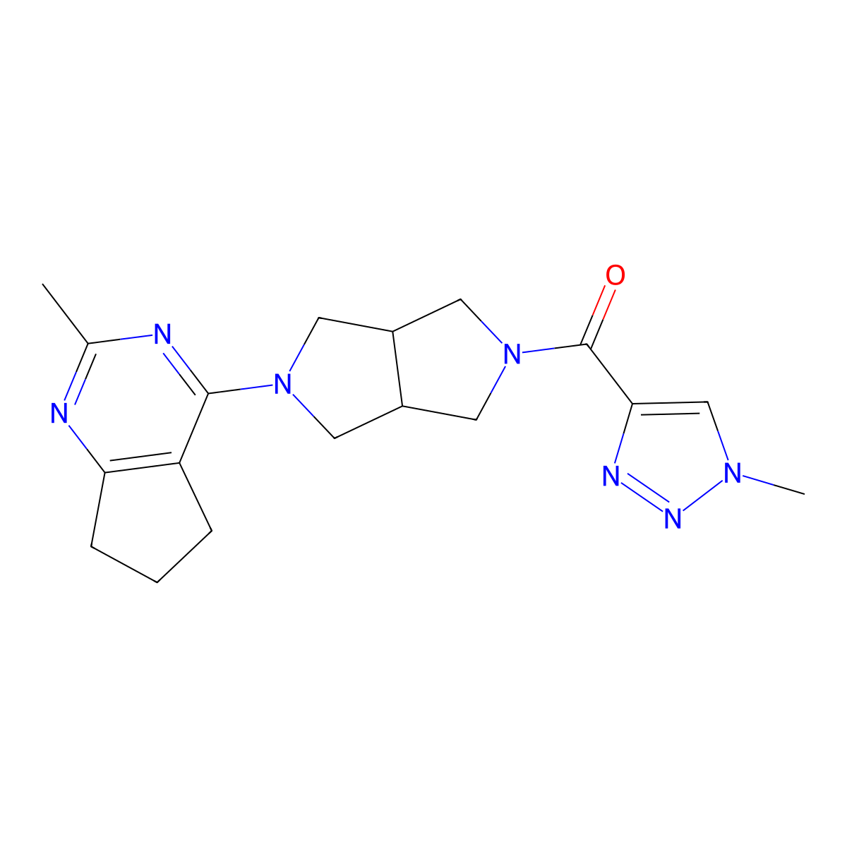 1-methyl-4-(5-{2-methyl-5H,6H,7H-cyclopenta[d]pyrimidin-4-yl}-octahydropyrrolo[3,4-c]pyrrole-2-carbonyl)-1H-1,2,3-triazole molecular structure, CAS 2640945-65-7