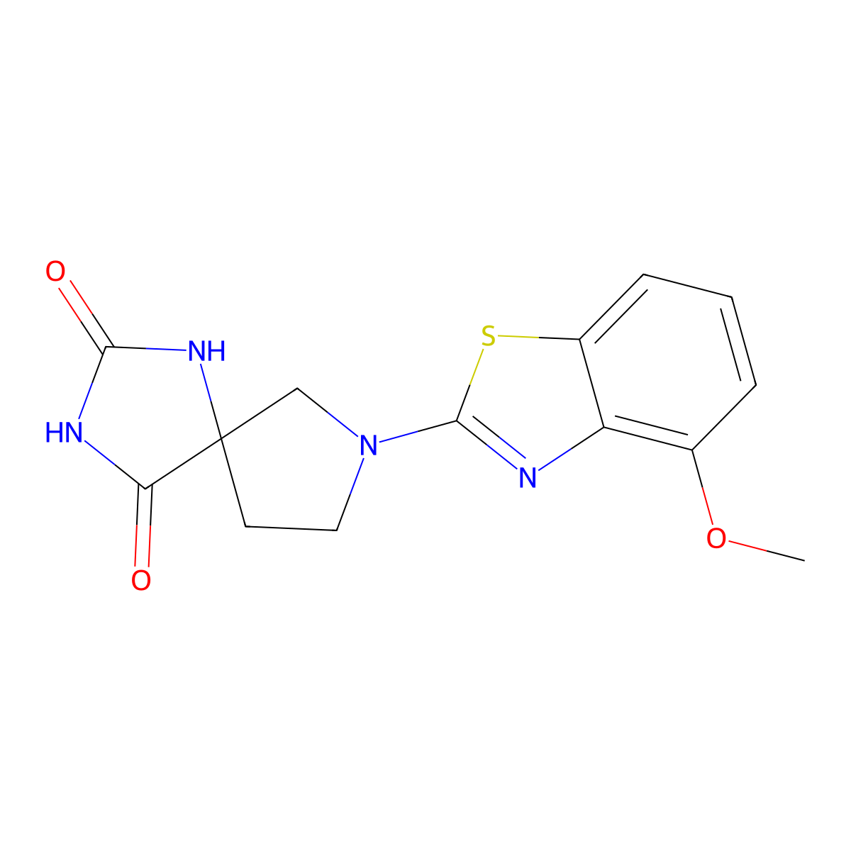 7-(4-Methoxy-1,3-benzothiazol-2-yl)-1,3,7-triazaspiro[4.4]nonane-2,4-dione molecular structure, CAS 2640945-69-1