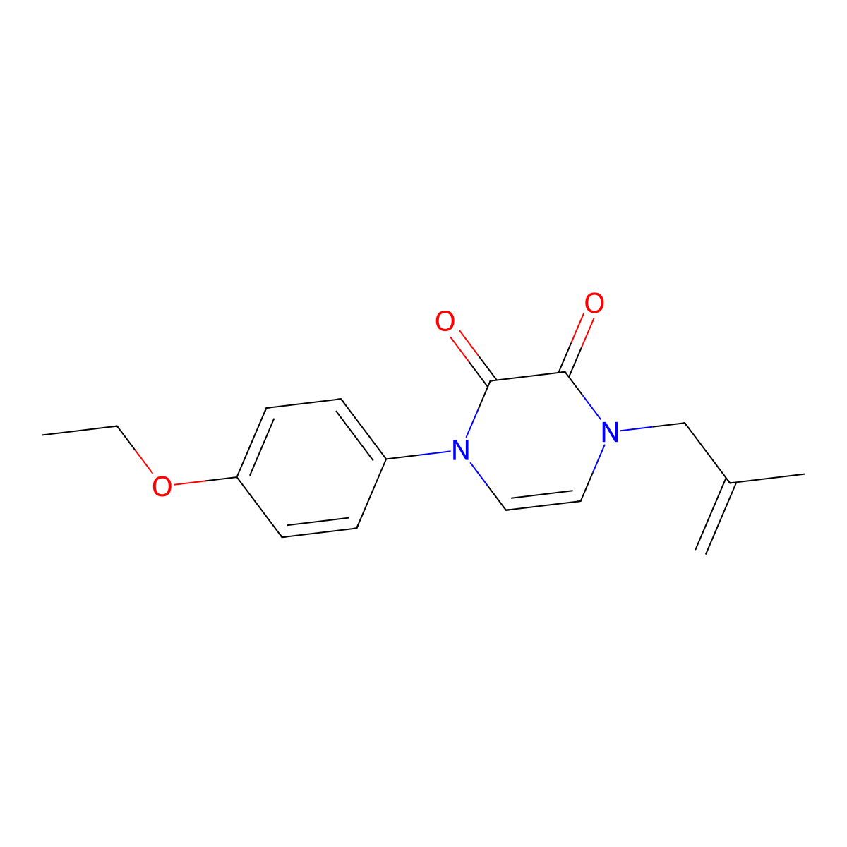 1-(4-Ethoxyphenyl)-4-(2-methylprop-2-en-1-yl)-1,2,3,4-tetrahydropyrazine-2,3-dione molecular structure, CAS 2640945-72-6