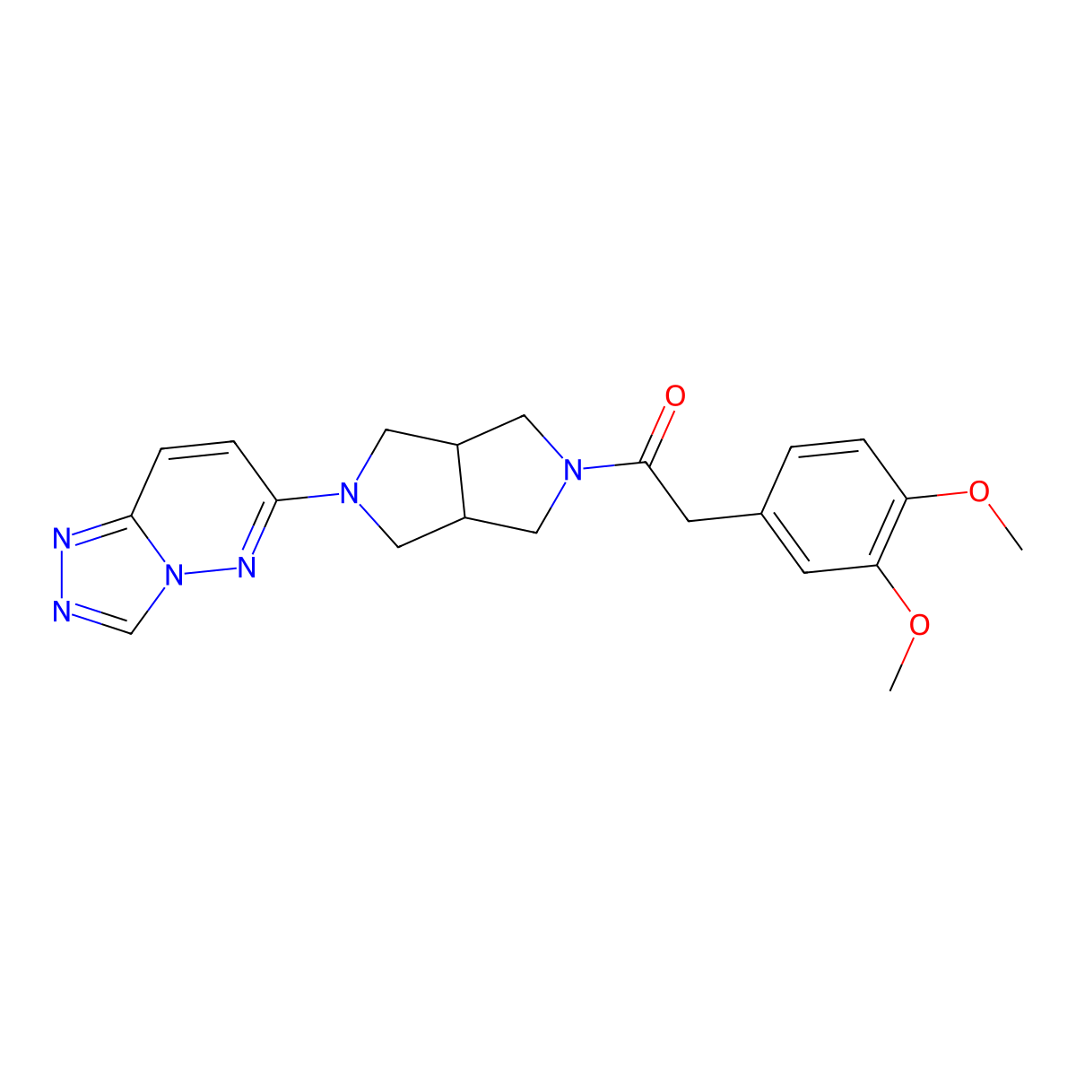 2-(3,4-Dimethoxyphenyl)-1-(5-{[1,2,4]triazolo[4,3-b]pyridazin-6-yl}-octahydropyrrolo[3,4-c]pyrrol-2-yl)ethan-1-one molecular structure, CAS 2640945-74-8