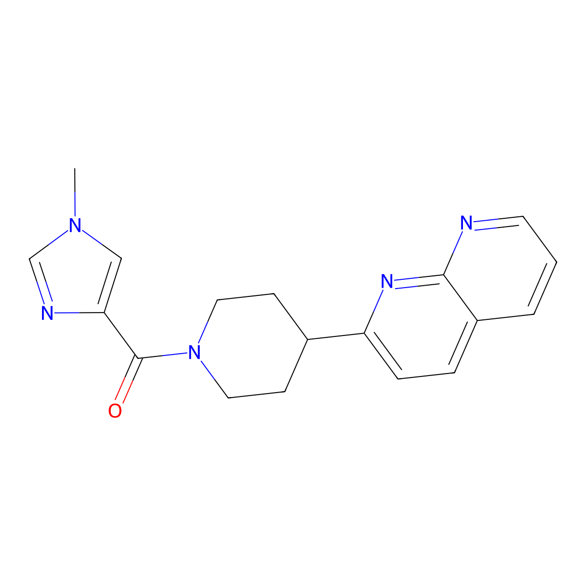 2-[1-(1-methyl-1H-imidazole-4-carbonyl)piperidin-4-yl]-1,8-naphthyridine molecular structure, CAS 2640945-75-9