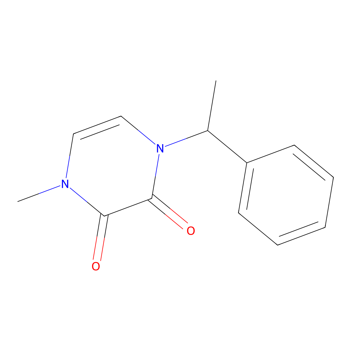 1-Methyl-4-(1-phenylethyl)-1,2,3,4-tetrahydropyrazine-2,3-dione molecular structure, CAS 2640945-77-1