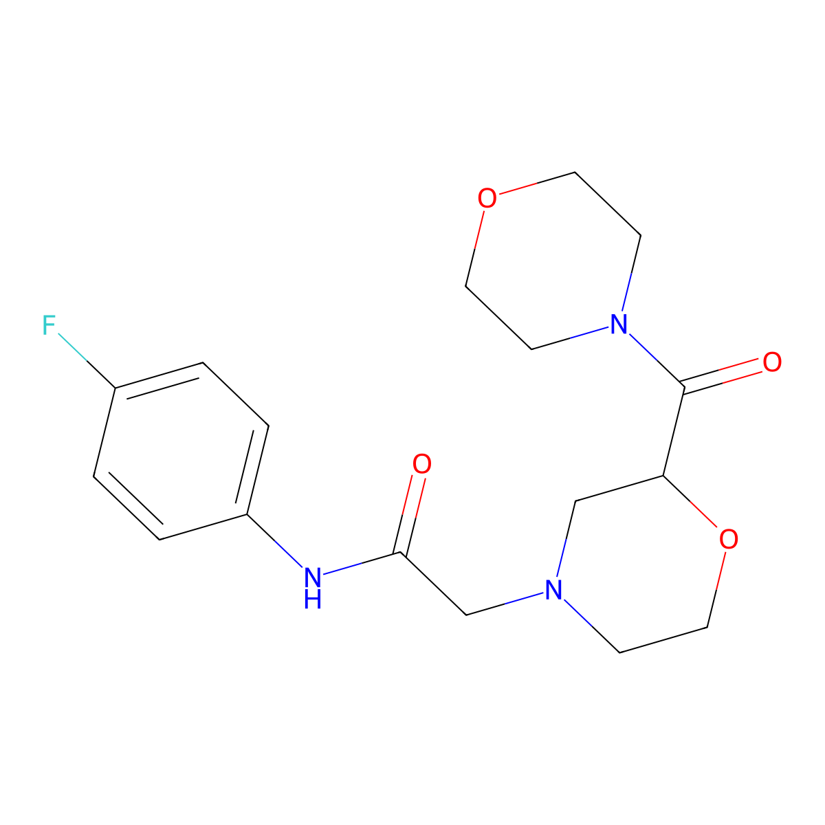 N-(4-fluorophenyl)-2-[2-(morpholine-4-carbonyl)morpholin-4-yl]acetamide molecular structure, CAS 2640945-78-2