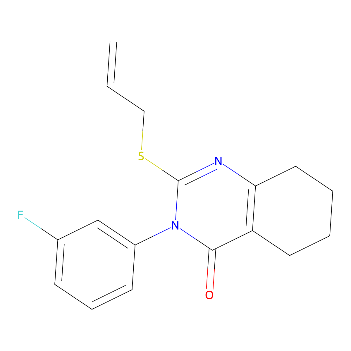 3-(3-Fluorophenyl)-2-(prop-2-en-1-ylsulfanyl)-3,4,5,6,7,8-hexahydroquinazolin-4-one molecular structure, CAS 2640945-83-9