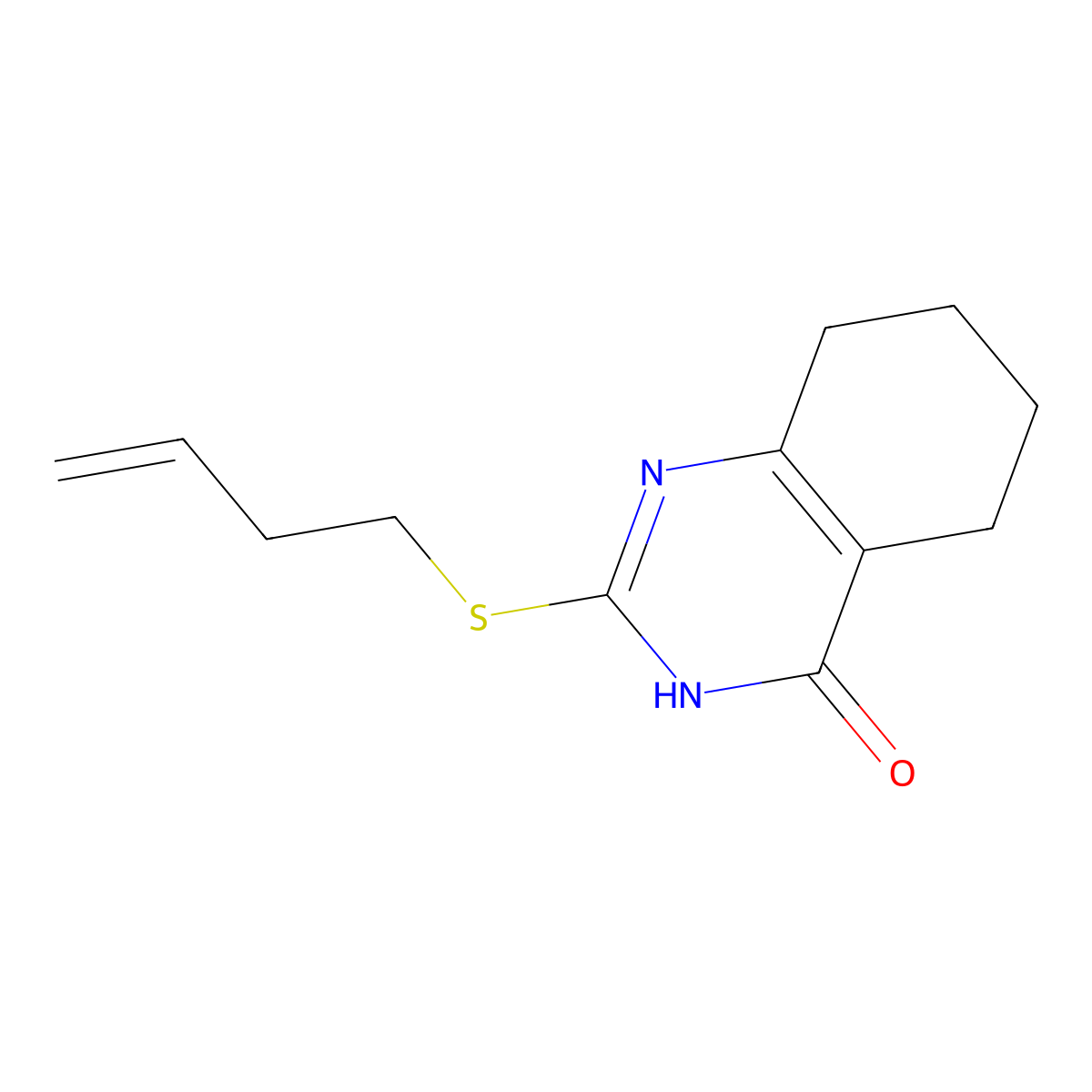 2-(But-3-en-1-ylsulfanyl)-3,4,5,6,7,8-hexahydroquinazolin-4-one molecular structure, CAS 2640945-86-2