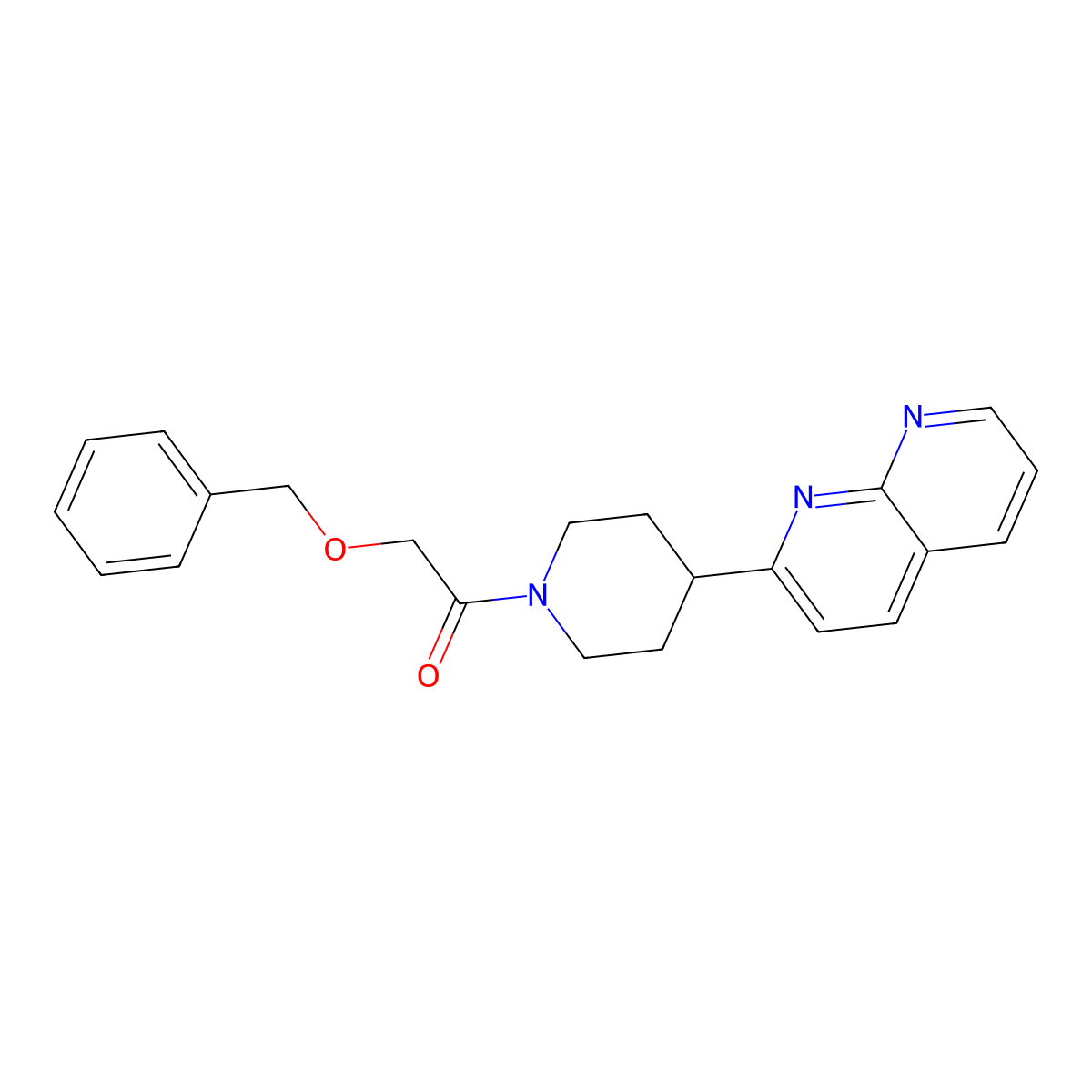 2-(Benzyloxy)-1-[4-(1,8-naphthyridin-2-yl)piperidin-1-yl]ethan-1-one molecular structure, CAS 2640945-88-4