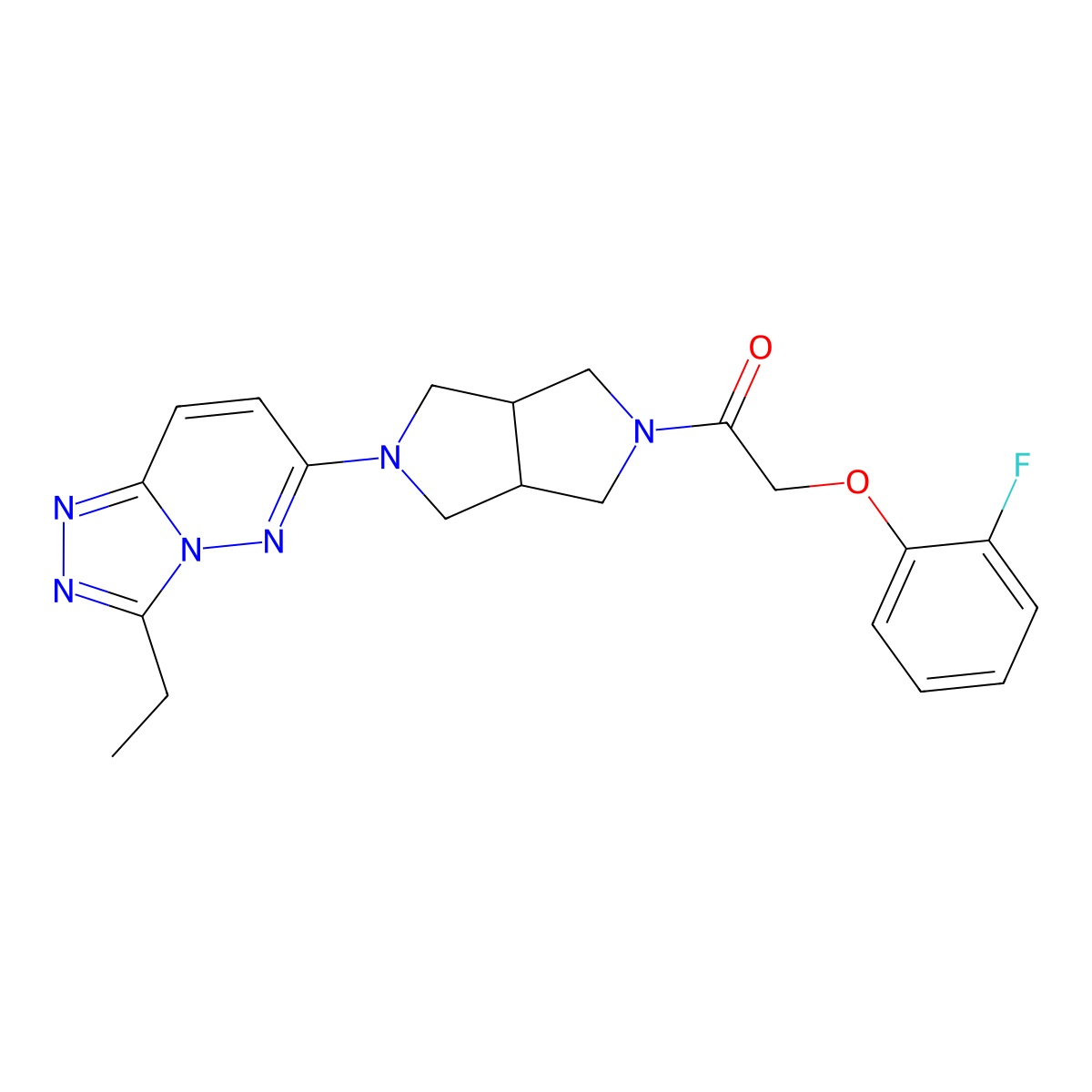 1-(5-{3-Ethyl-[1,2,4]triazolo[4,3-b]pyridazin-6-yl}-octahydropyrrolo[3,4-c]pyrrol-2-yl)-2-(2-fluorophenoxy)ethan-1-one molecular structure, CAS 2640945-93-1