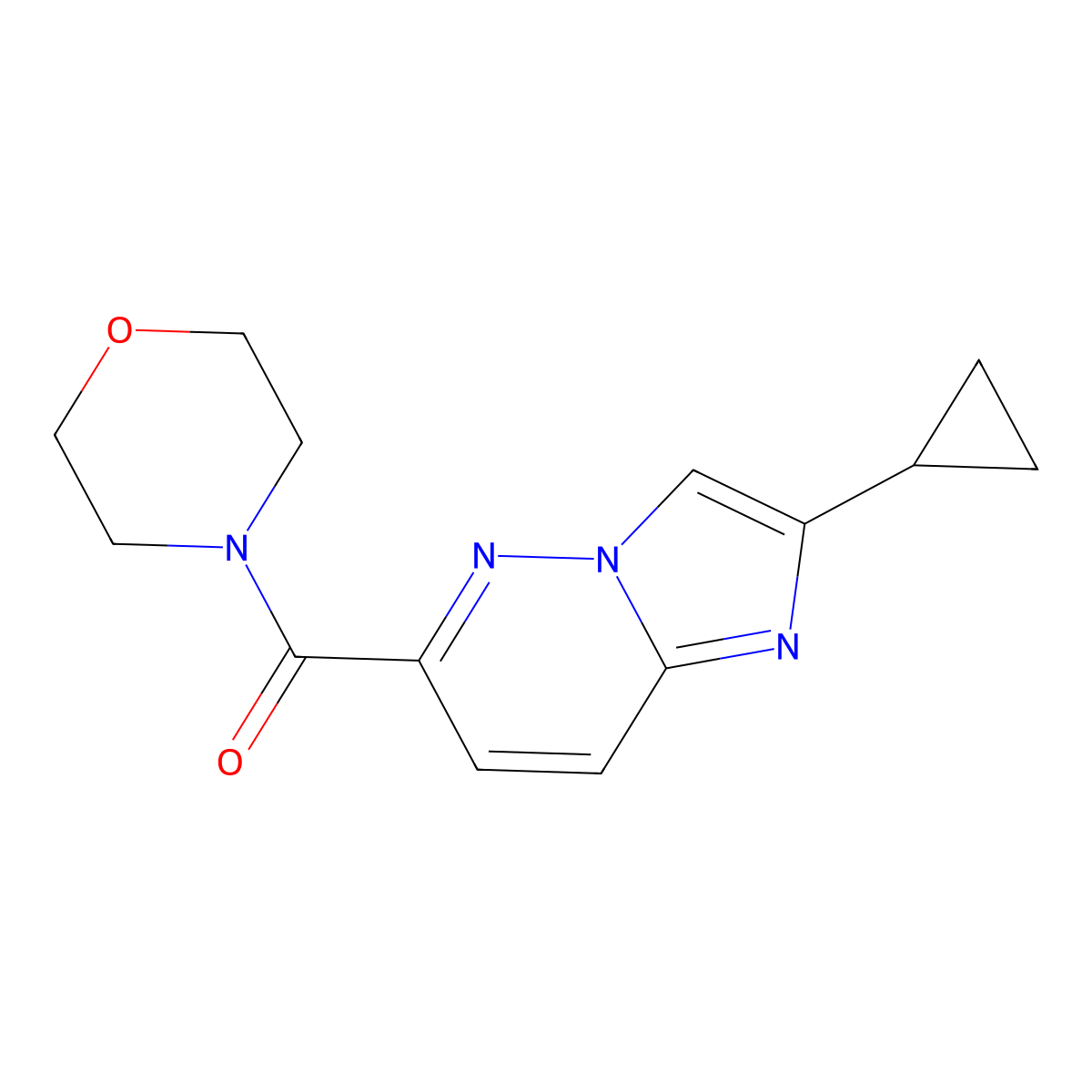 4-{2-Cyclopropylimidazo[1,2-b]pyridazine-6-carbonyl}morpholine molecular structure, CAS 2640945-99-7