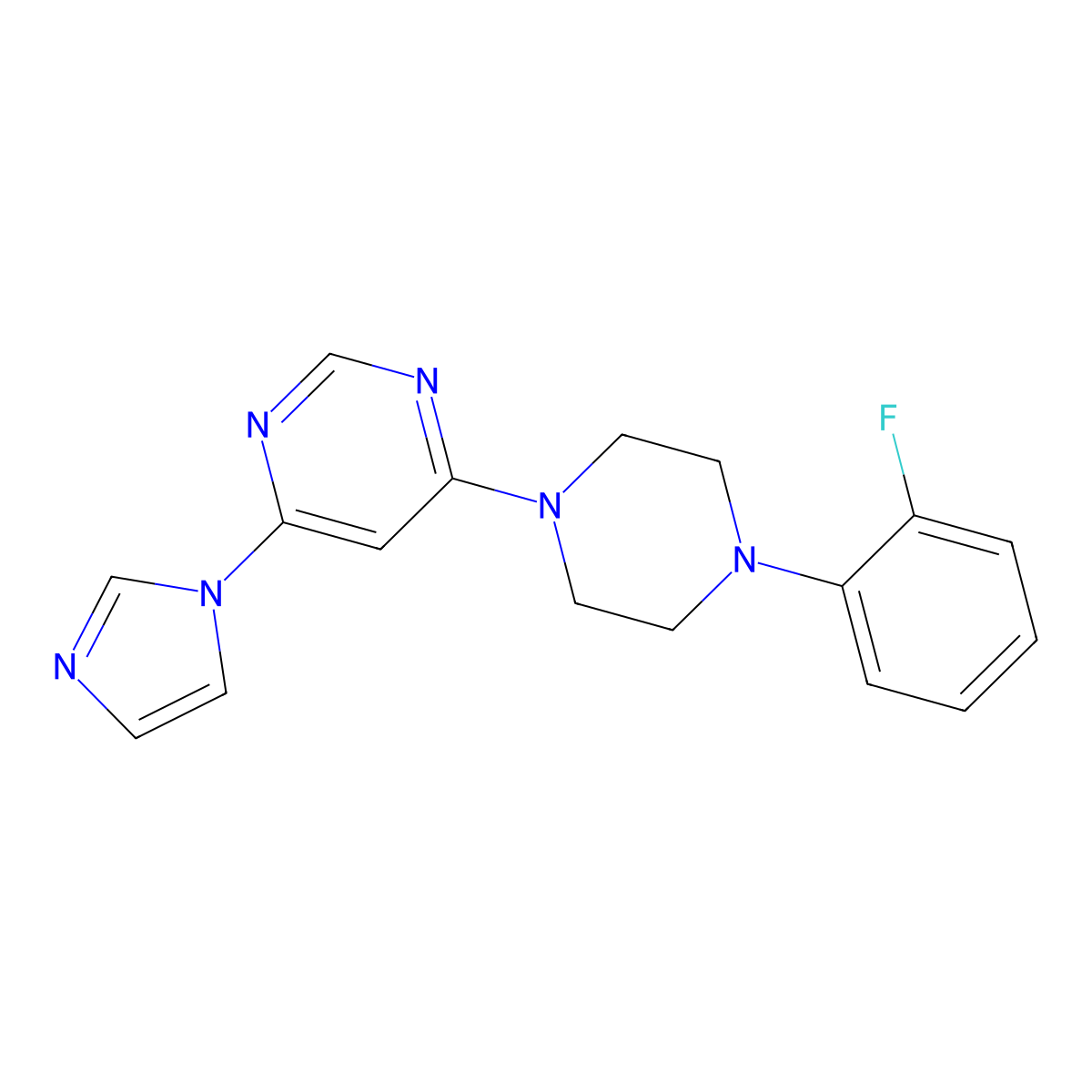 4-[4-(2-fluorophenyl)piperazin-1-yl]-6-(1H-imidazol-1-yl)pyrimidine molecular structure, CAS 2640946-05-8