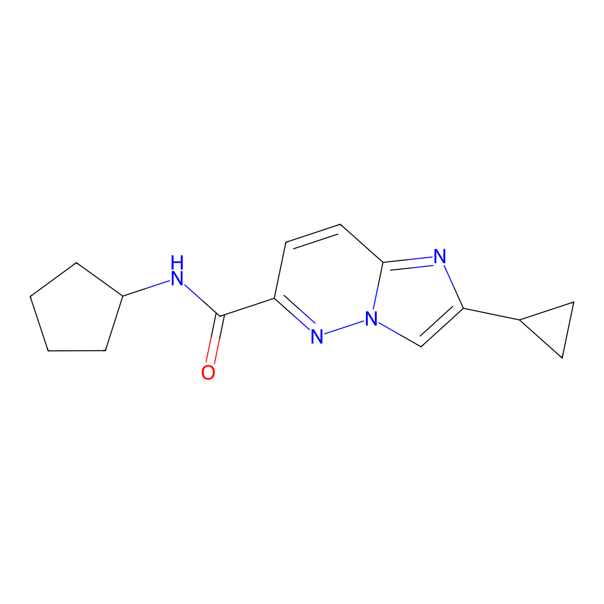 N-cyclopentyl-2-cyclopropylimidazo[1,2-b]pyridazine-6-carboxamide molecular structure, CAS 2640946-09-2