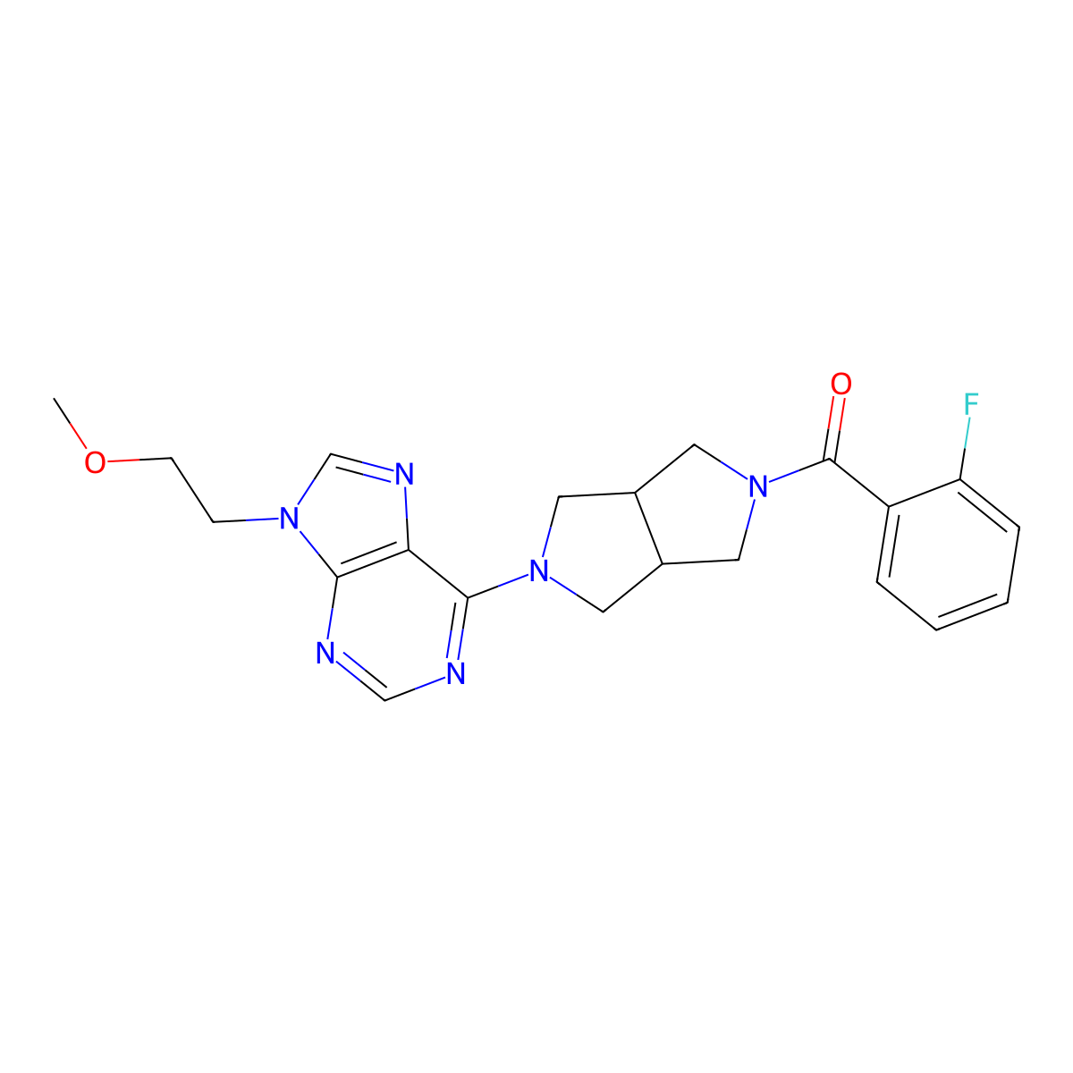 6-[5-(2-fluorobenzoyl)-octahydropyrrolo[3,4-c]pyrrol-2-yl]-9-(2-methoxyethyl)-9H-purine molecular structure, CAS 2640946-15-0