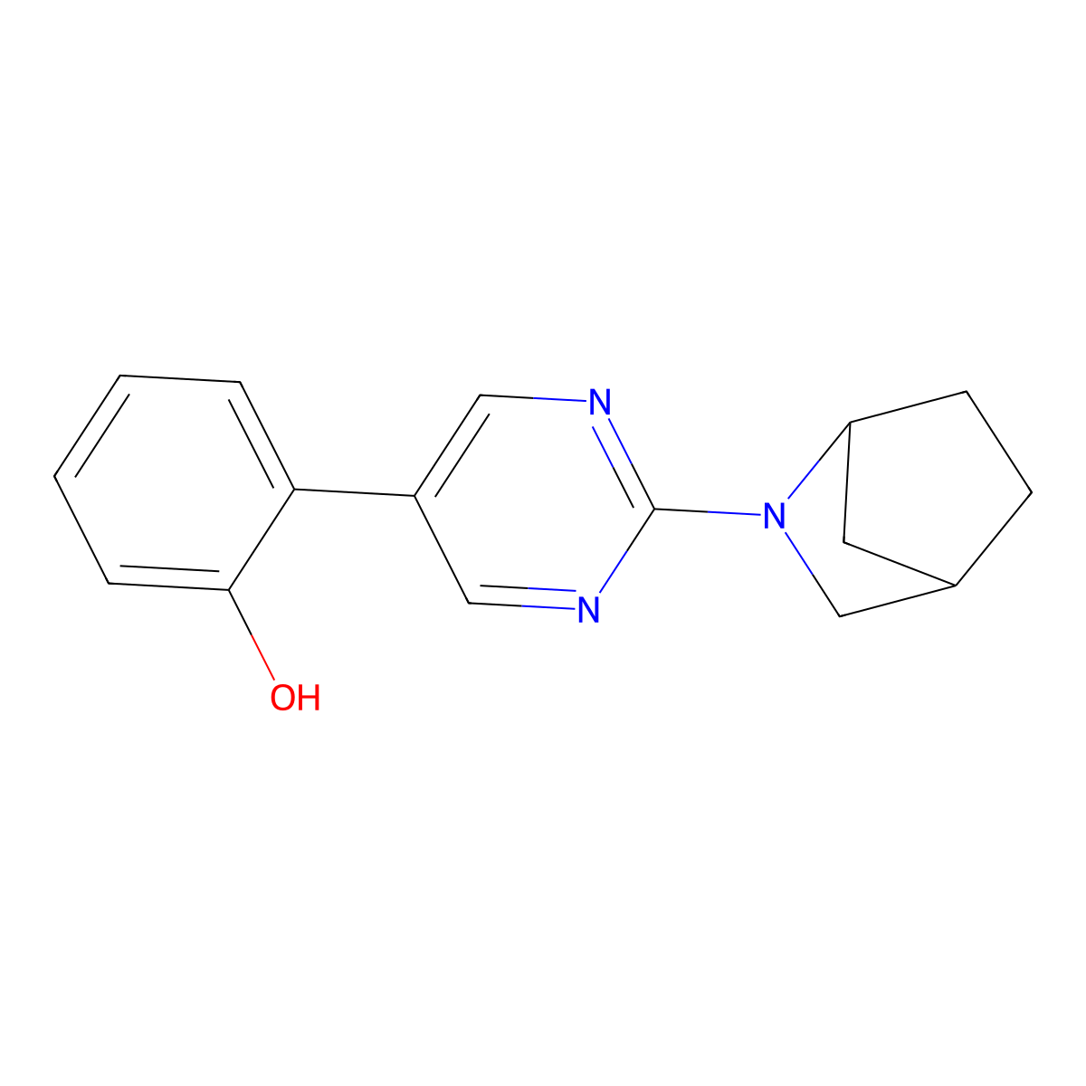 2-(2-{2-Azabicyclo[2.2.1]heptan-2-yl}pyrimidin-5-yl)phenol molecular structure, CAS 2640946-20-7