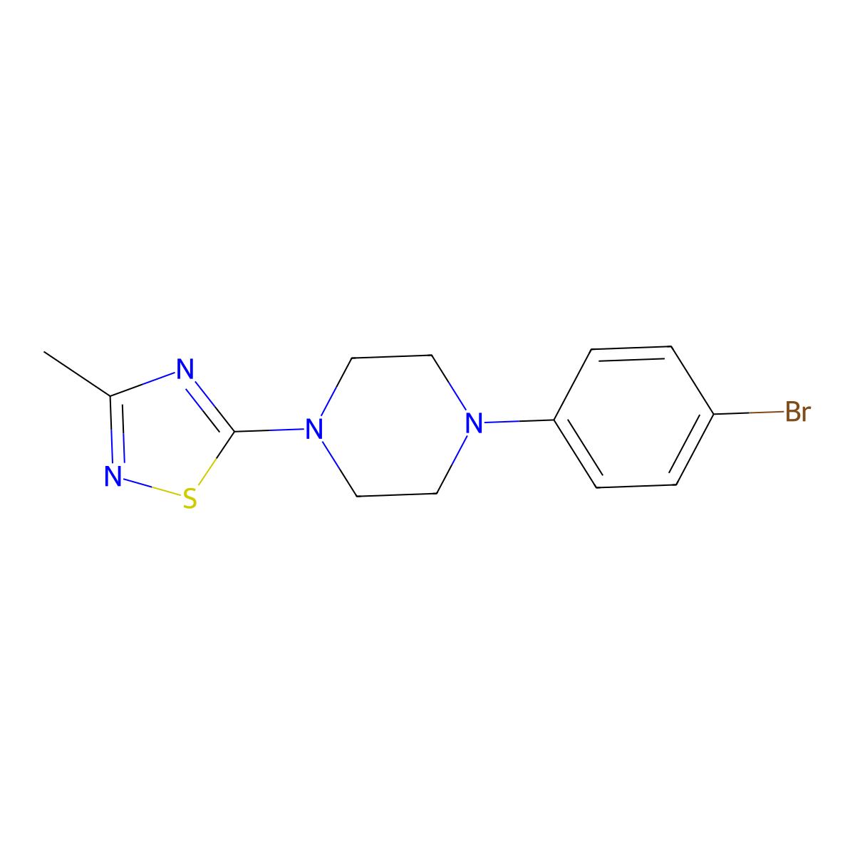 1-(4-Bromophenyl)-4-(3-methyl-1,2,4-thiadiazol-5-yl)piperazine molecular structure, CAS 2640946-25-2