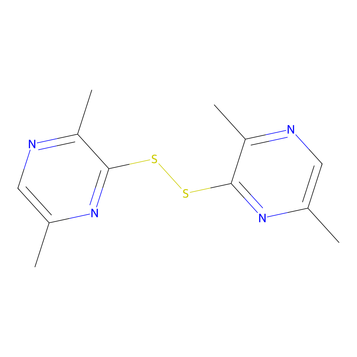 3-[(3,6-Dimethylpyrazin-2-yl)disulfanyl]-2,5-dimethylpyrazine molecular structure, CAS 2640946-30-9