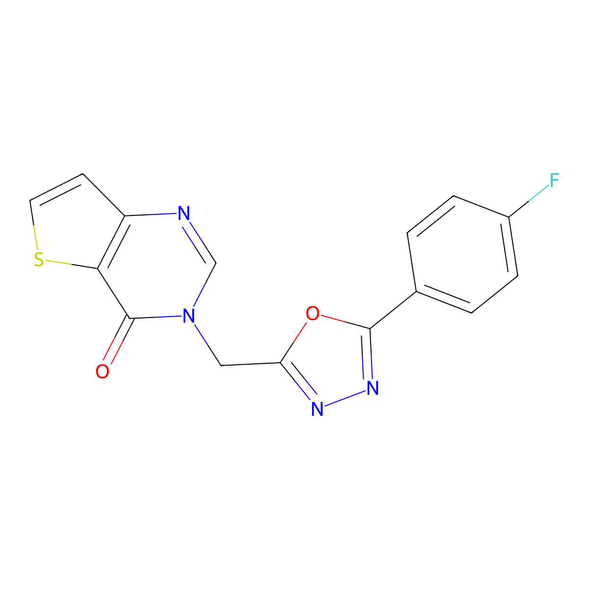 3-{[5-(4-fluorophenyl)-1,3,4-oxadiazol-2-yl]methyl}-3H,4H-thieno[3,2-d]pyrimidin-4-one molecular structure, CAS 2640946-34-3