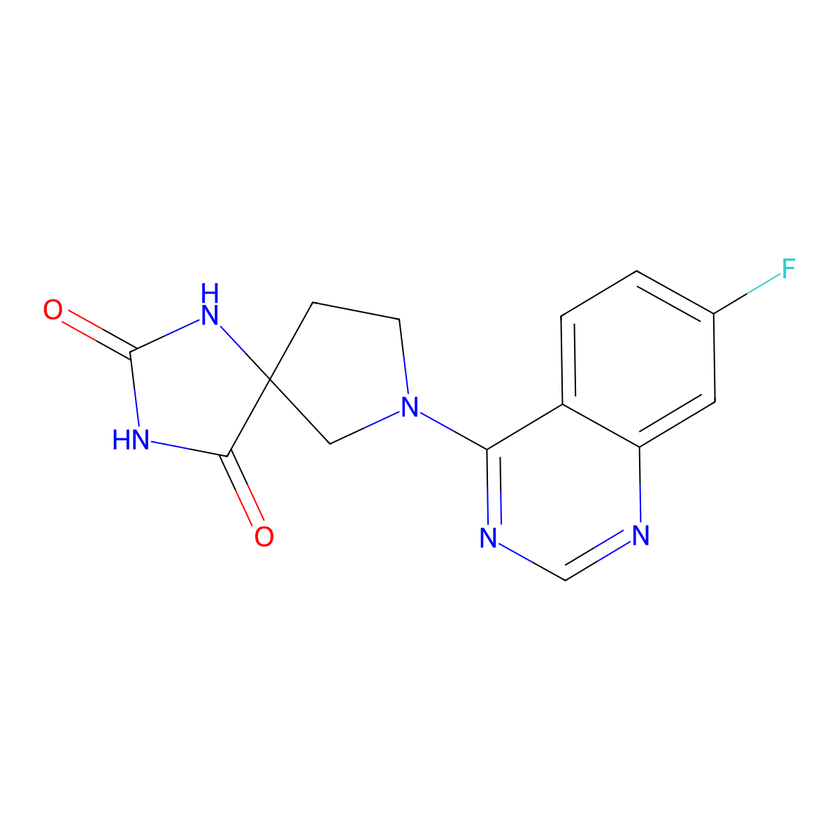 7-(7-Fluoroquinazolin-4-yl)-1,3,7-triazaspiro[4.4]nonane-2,4-dione molecular structure, CAS 2640946-38-7