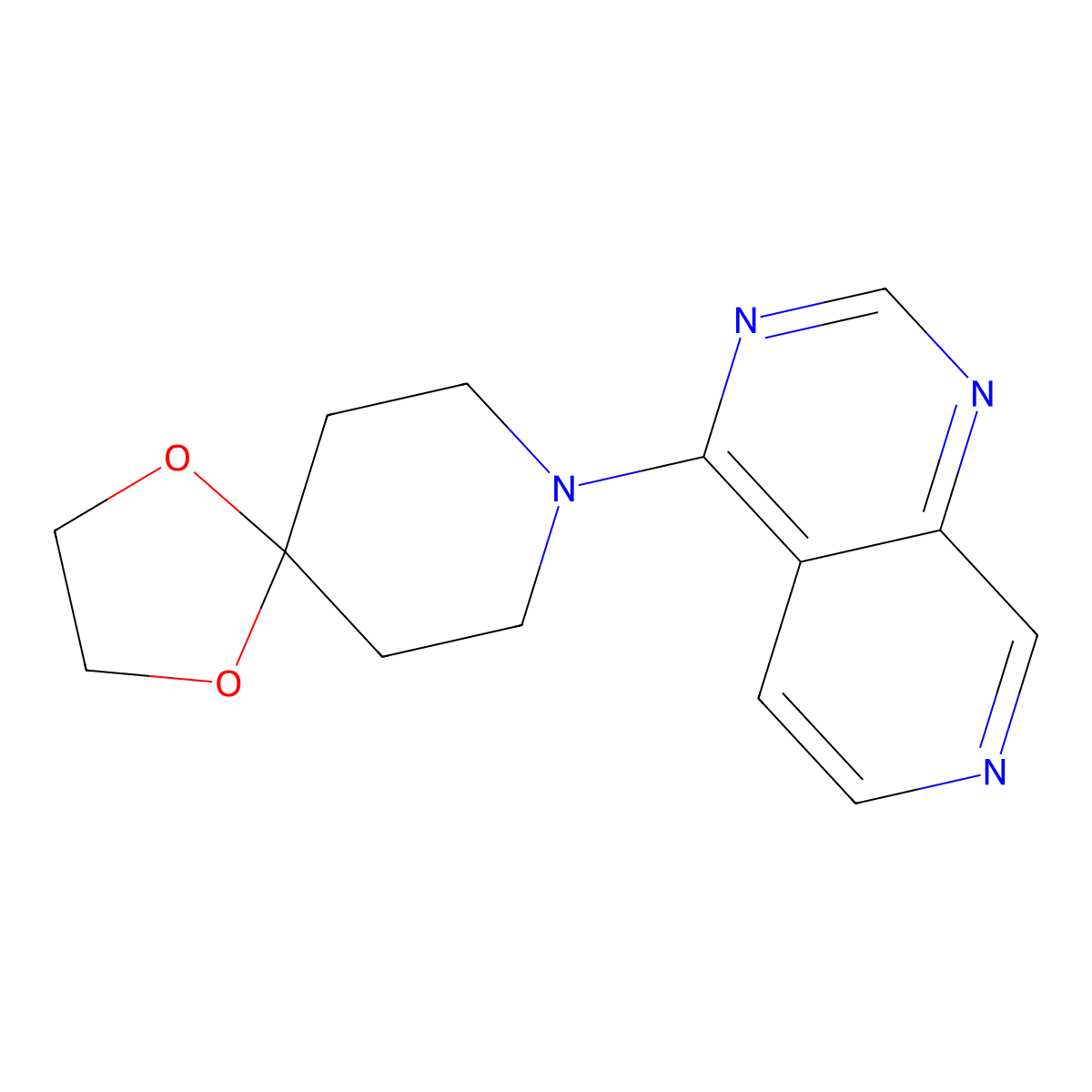 8-{Pyrido[3,4-d]pyrimidin-4-yl}-1,4-dioxa-8-azaspiro[4.5]decane molecular structure, CAS 2640946-42-3