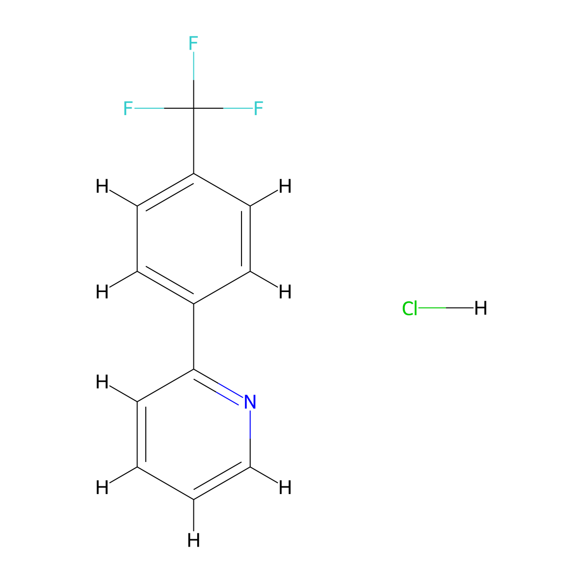 2-[4-(Trifluoromethyl)phenyl]pyridine hydrochloride molecular structure, CAS 2640946-52-5