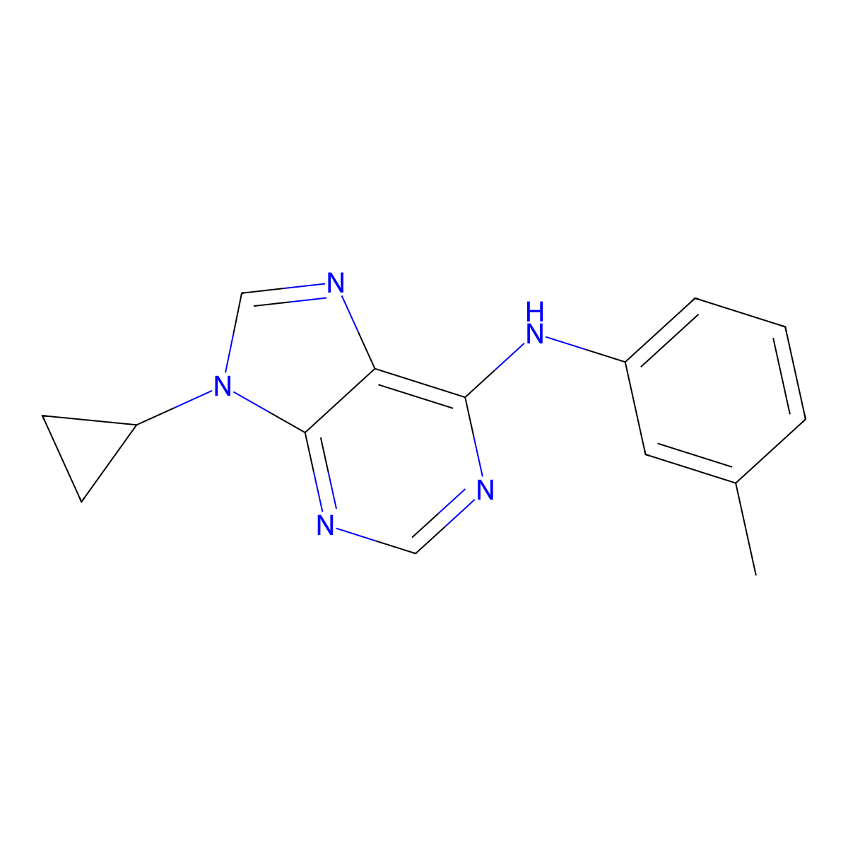 9-cyclopropyl-N-(3-methylphenyl)-9H-purin-6-amine molecular structure, CAS 2640946-56-9