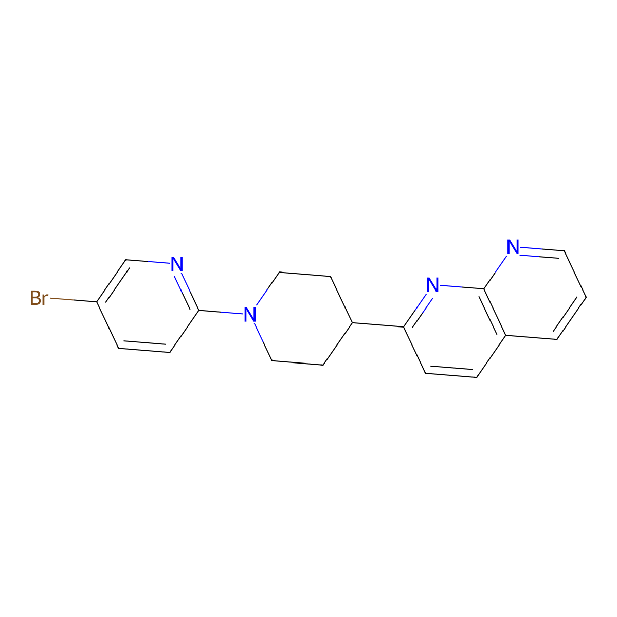 2-[1-(5-Bromopyridin-2-yl)piperidin-4-yl]-1,8-naphthyridine molecular structure, CAS 2640946-59-2
